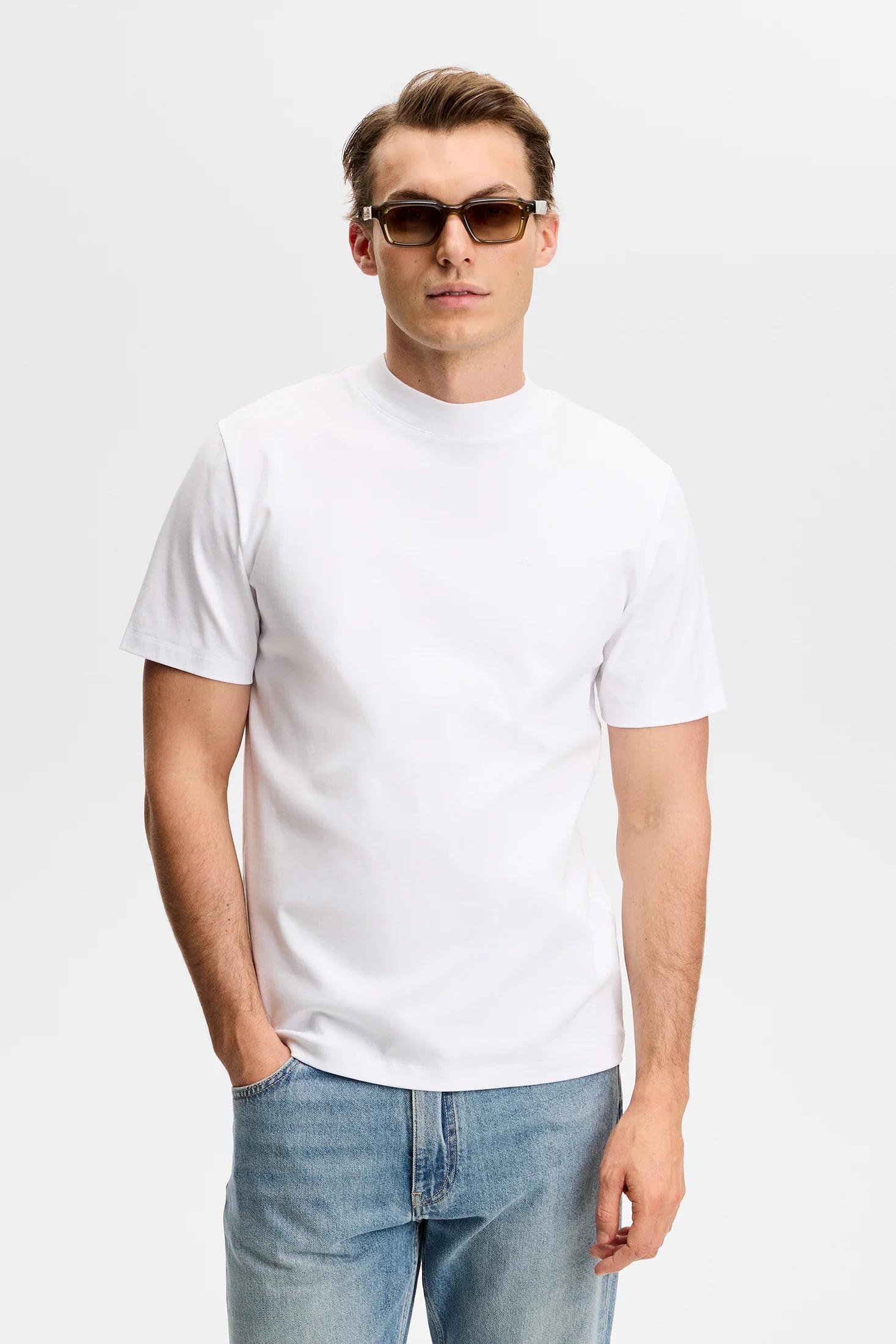Ace Mock Neck T-Shirt / White - Image 2