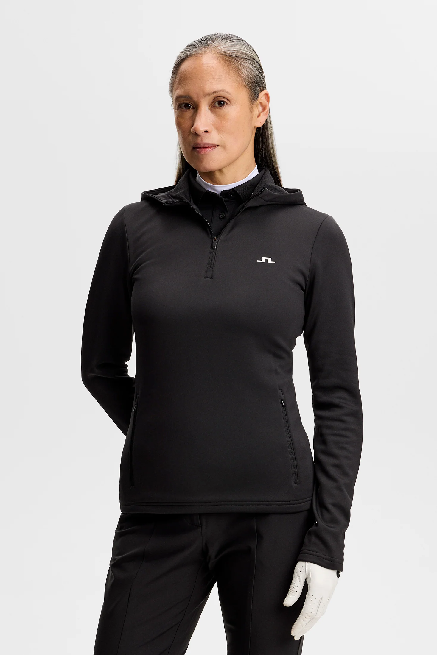 Aerielle Quarter Zip Hood / Black - Image 2