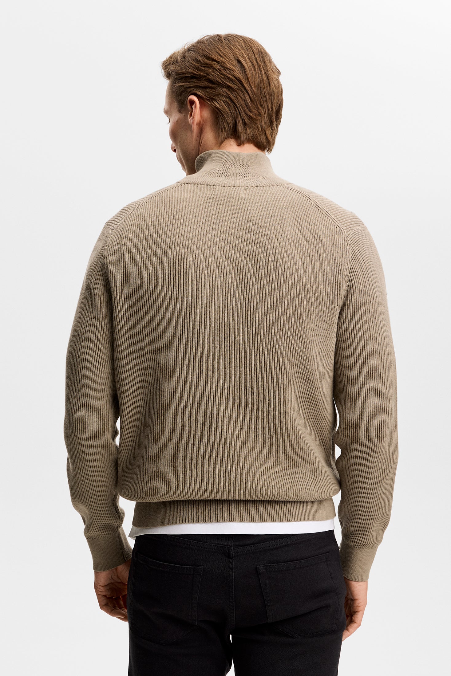 Alex Half Zip Knitted Sweater / Brindle - Image 4