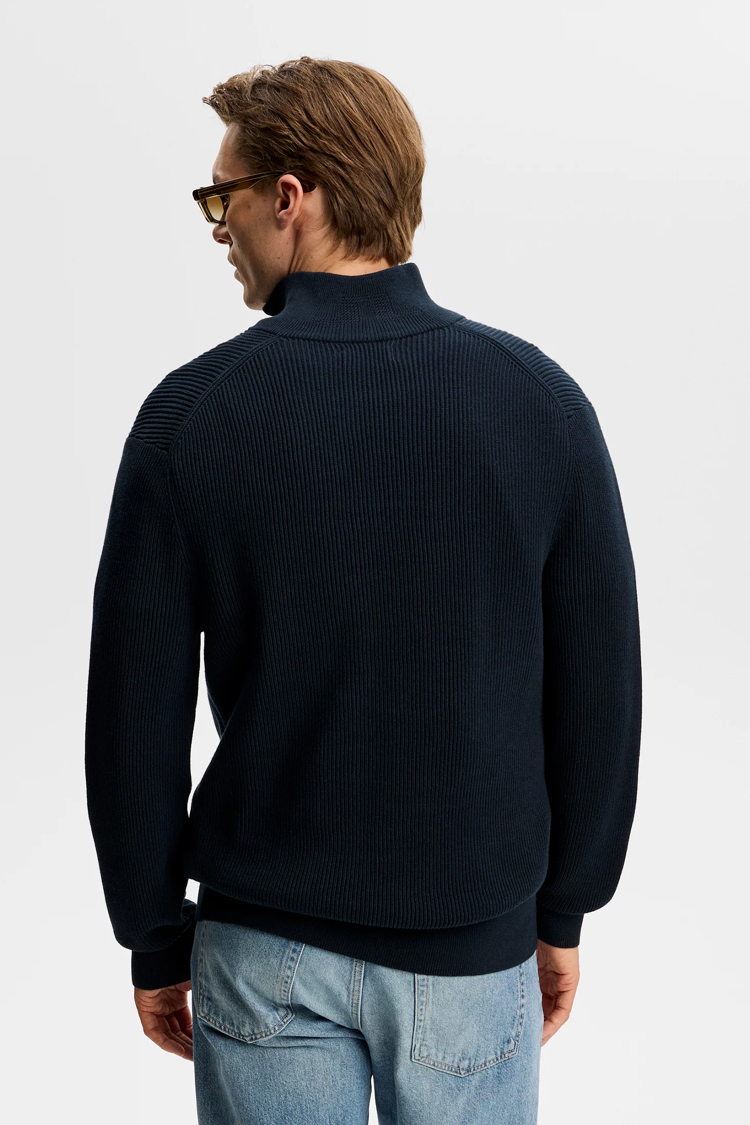 Alex Half Zip Knitted Sweater / JL Navy - Image 4