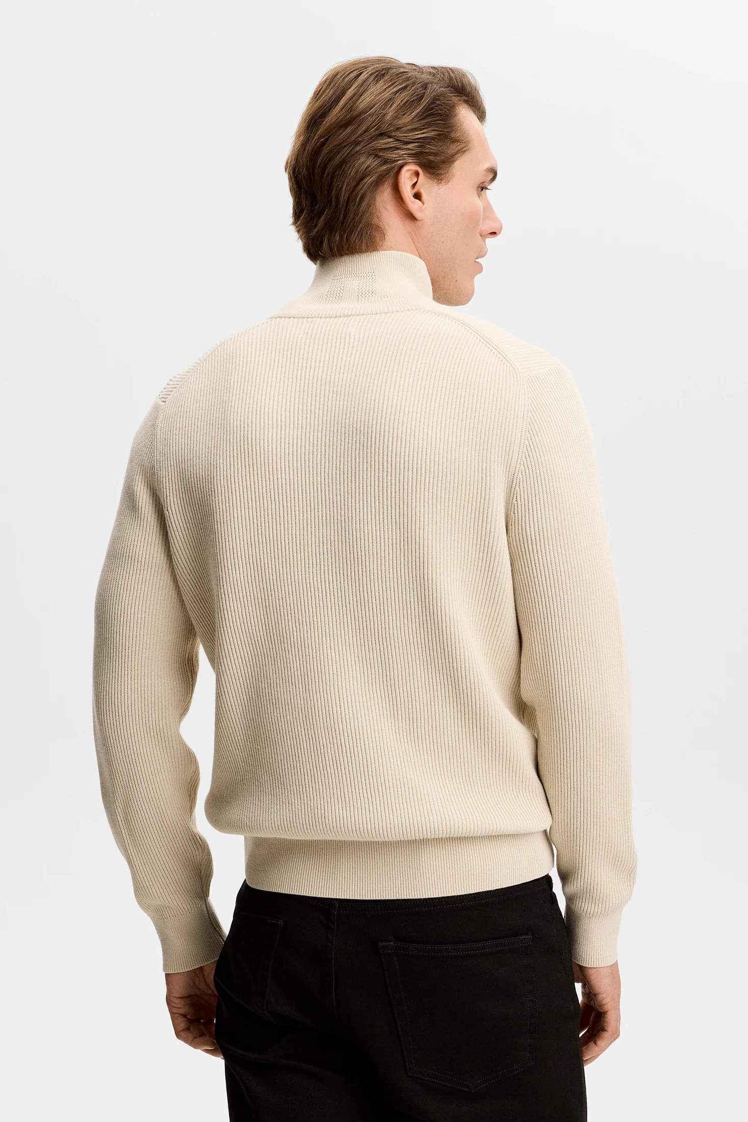 Alex Half Zip Knitted Sweater / Moonbeam - Image 4