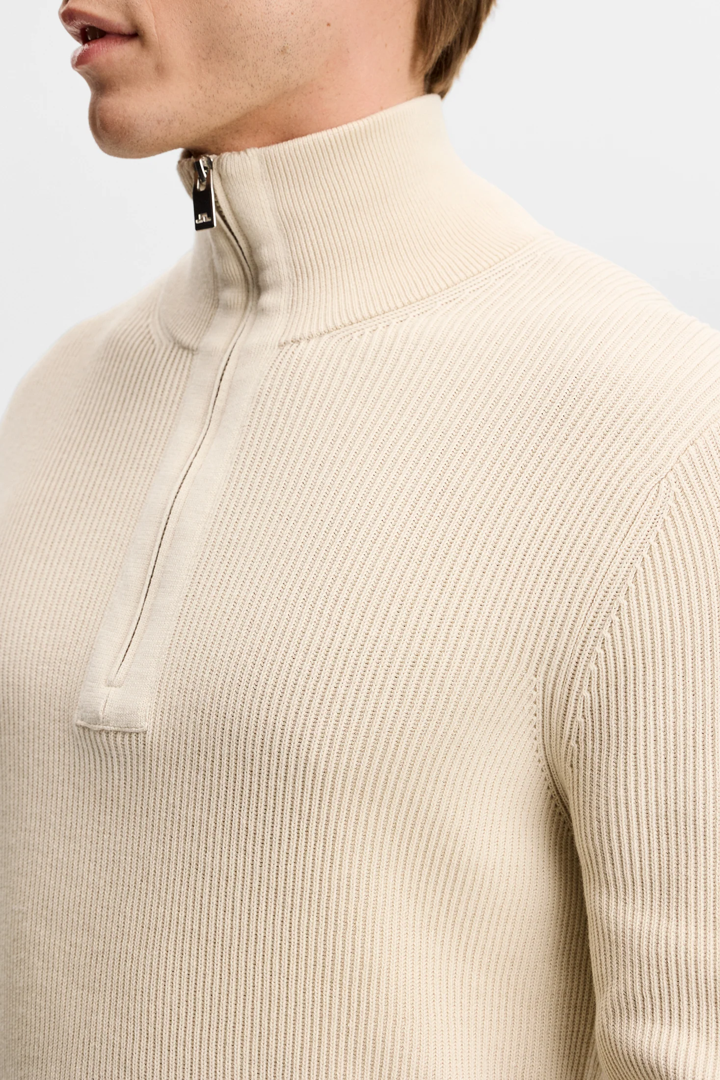 Alex Half Zip Knitted Sweater / Moonbeam - Image 6