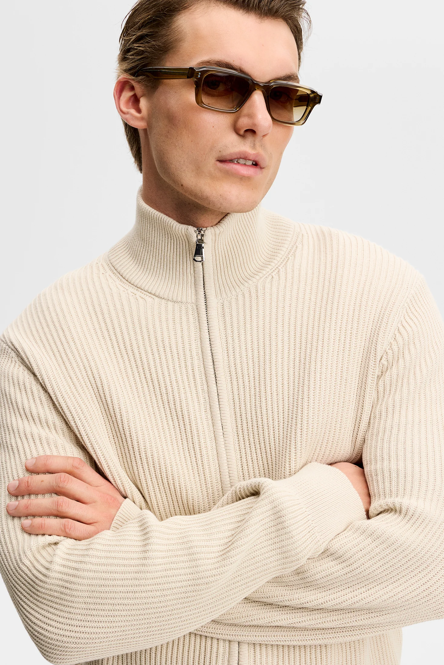 Alexis Full Zip Cardigan / Moonbeam - Image 5