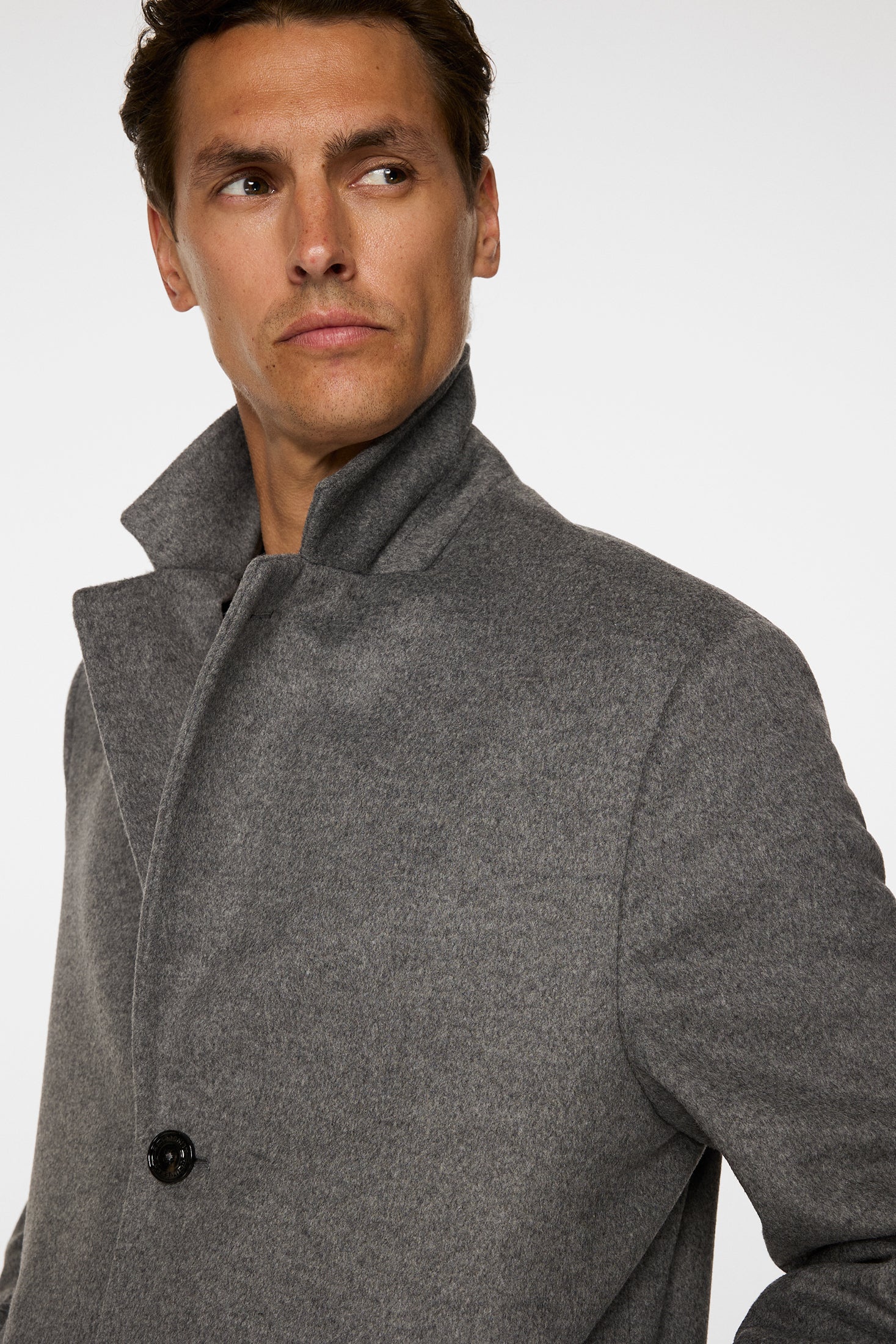 August Melton Cashmere Coat / Dark Grey Melange - Image 2