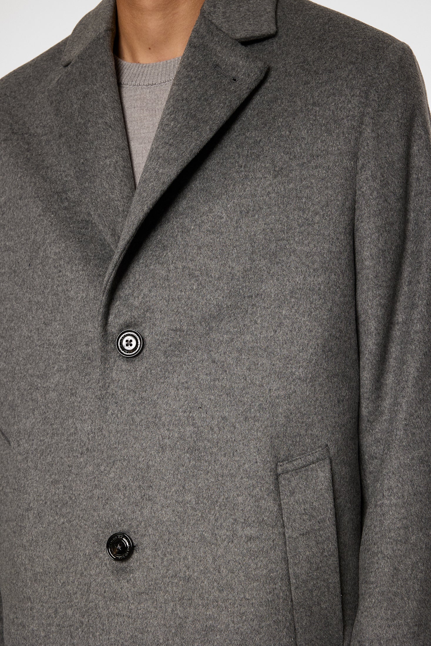 August Melton Cashmere Coat / Dark Grey Melange - Image 3