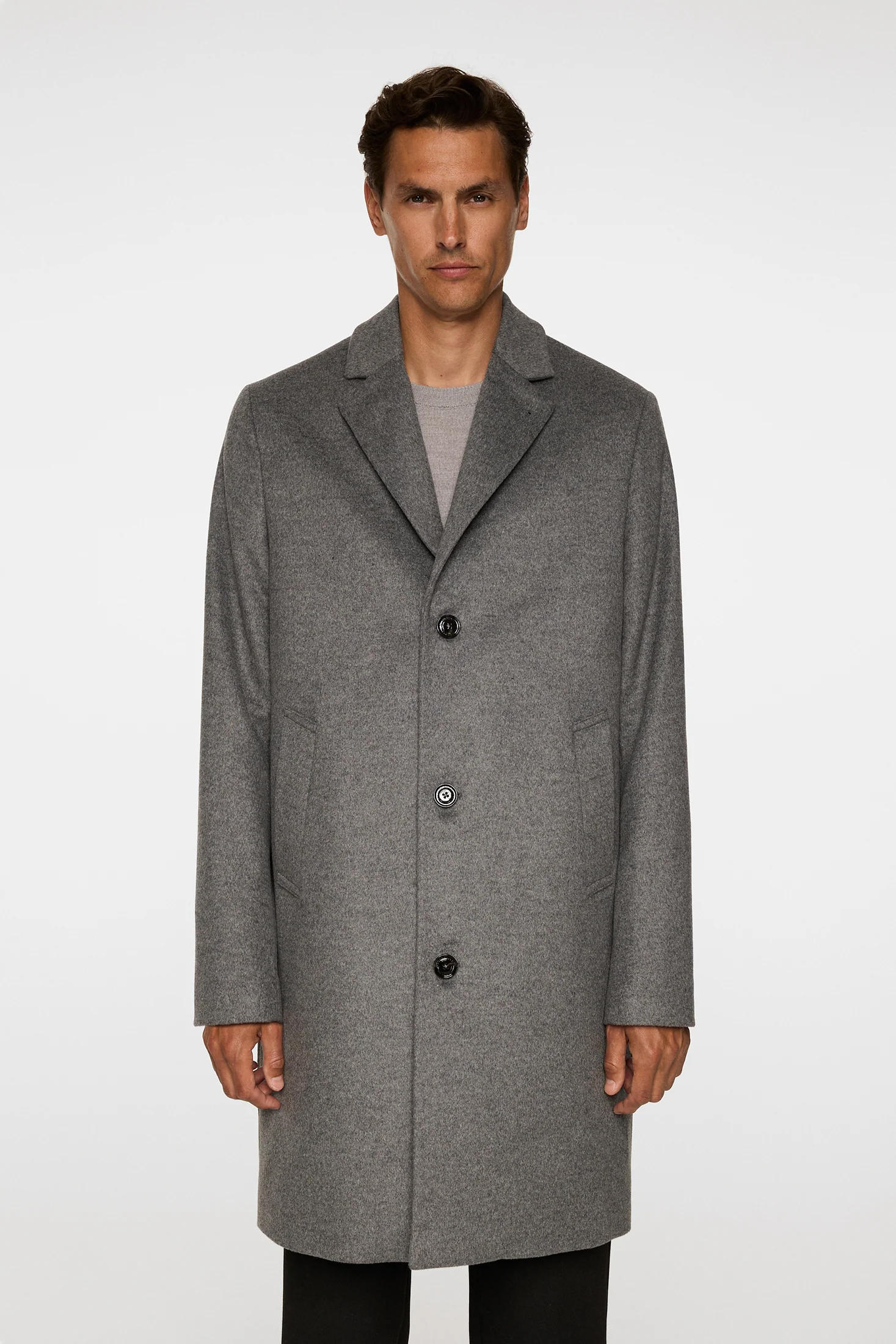 August Melton Cashmere Coat / Dark Grey Melange - Image 4