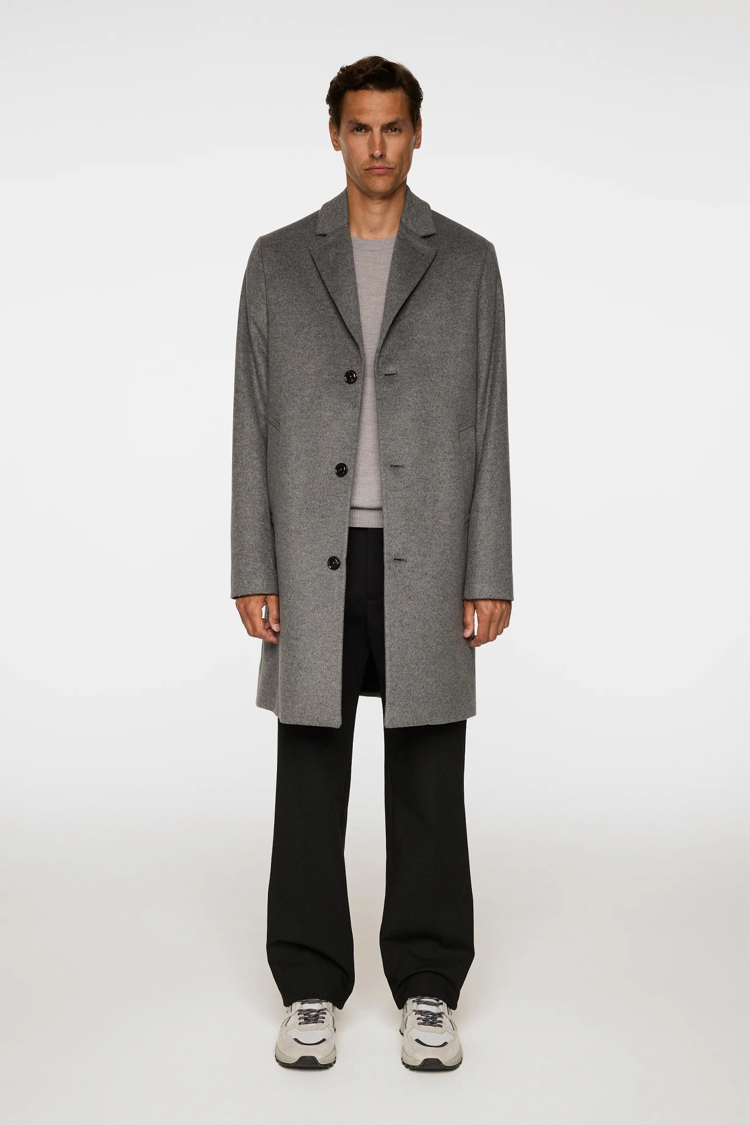 August Melton Cashmere Coat / Dark Grey Melange - Image 6