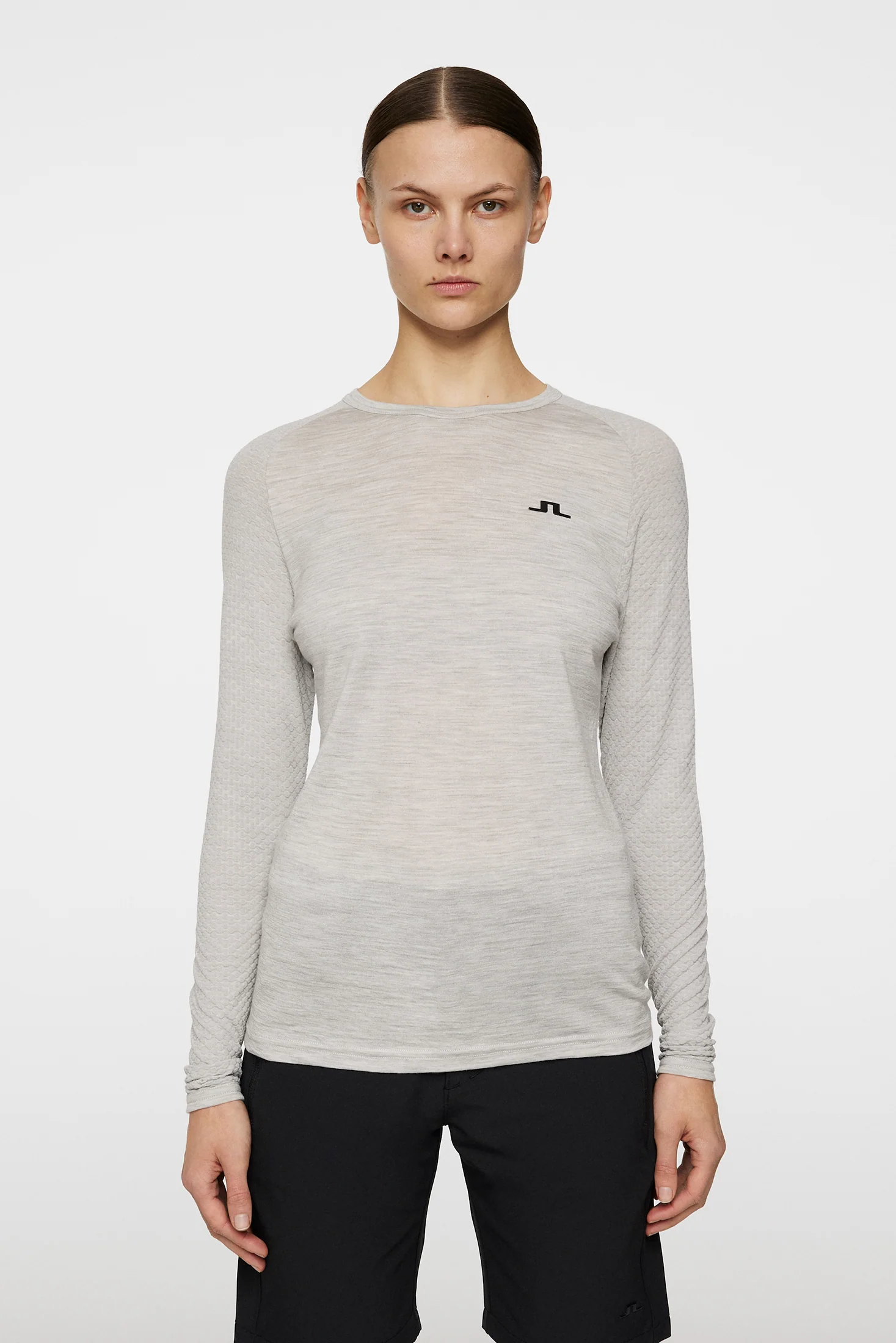 Bella Wool LS T-shirt / Light Grey Melange - Image 3