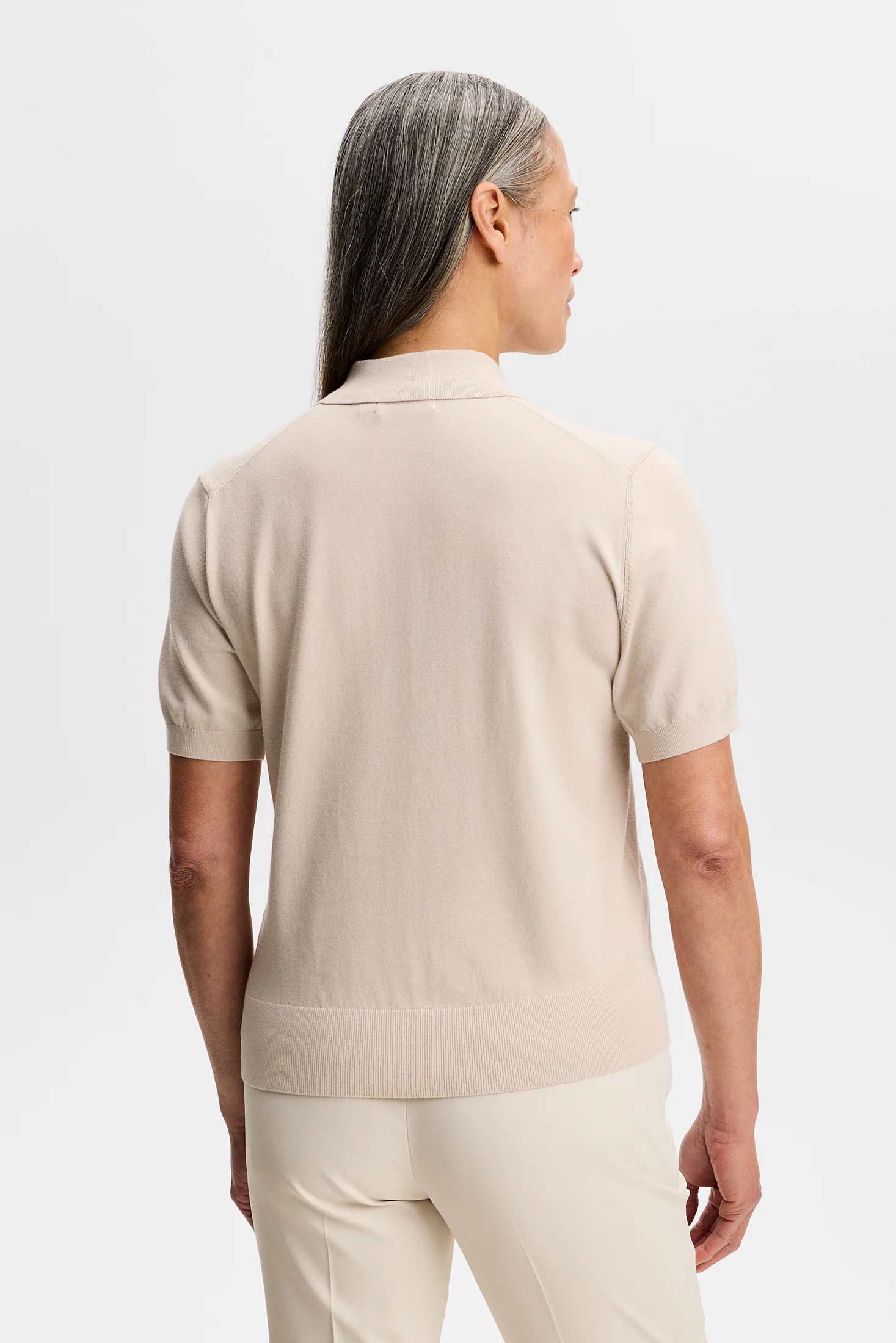 Blake SS Knit Polo / Moonbeam - Image 3