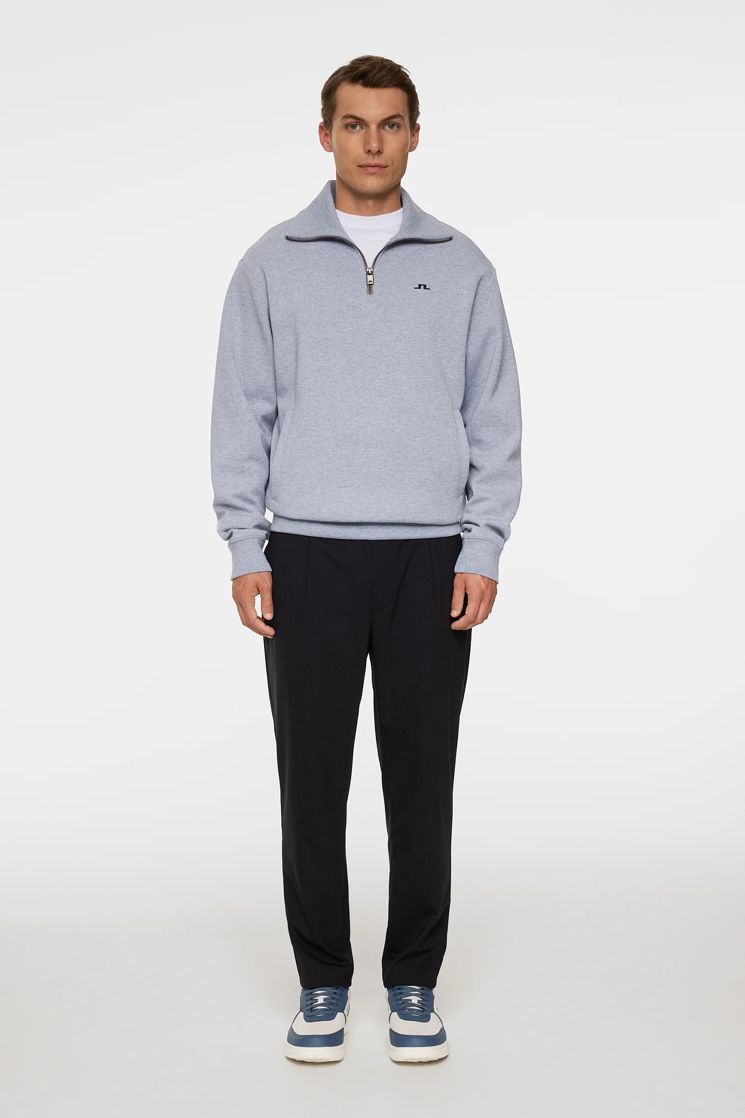 Callan quarter zip / Medium Grey Melange - Image 4