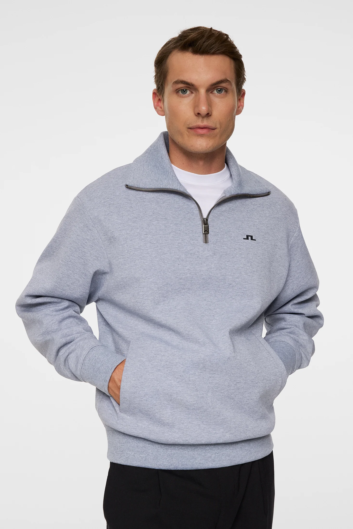 Callan quarter zip / Medium Grey Melange - Image 5