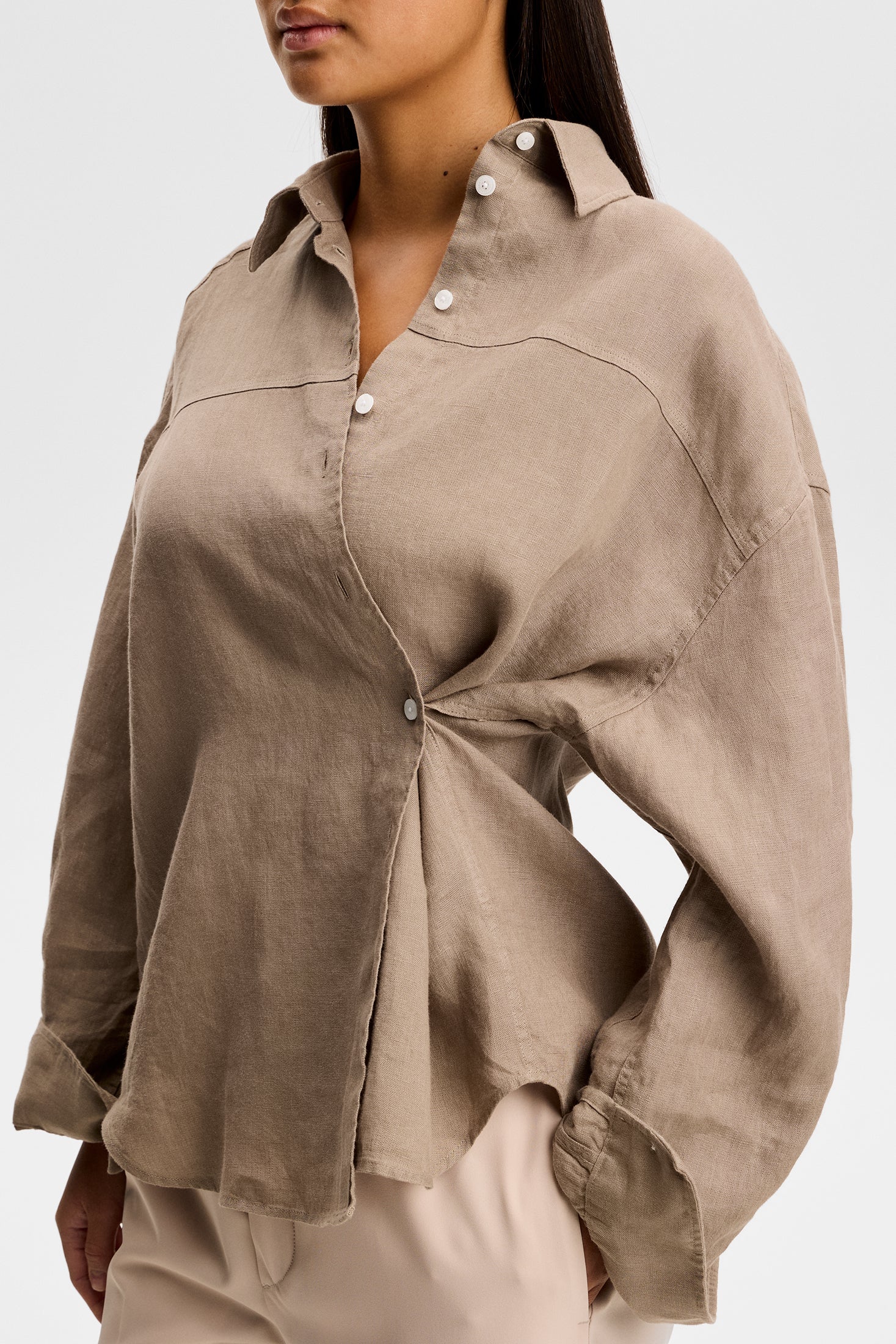 Clairo Clean Linen Shirt / Brindle - Image 6
