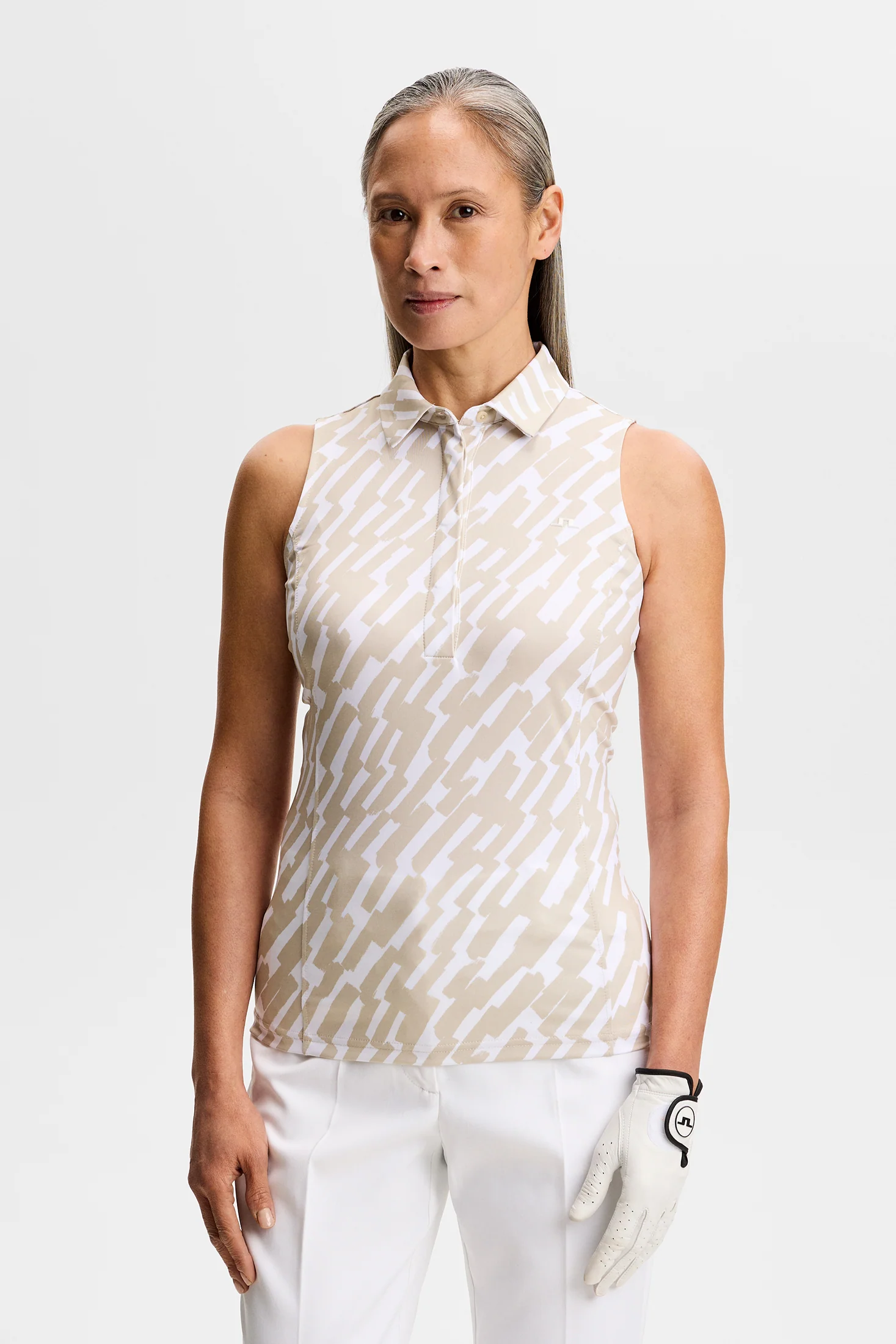 Dena Print Sleeveless Polo / Oak Island Fossil M - Image 2