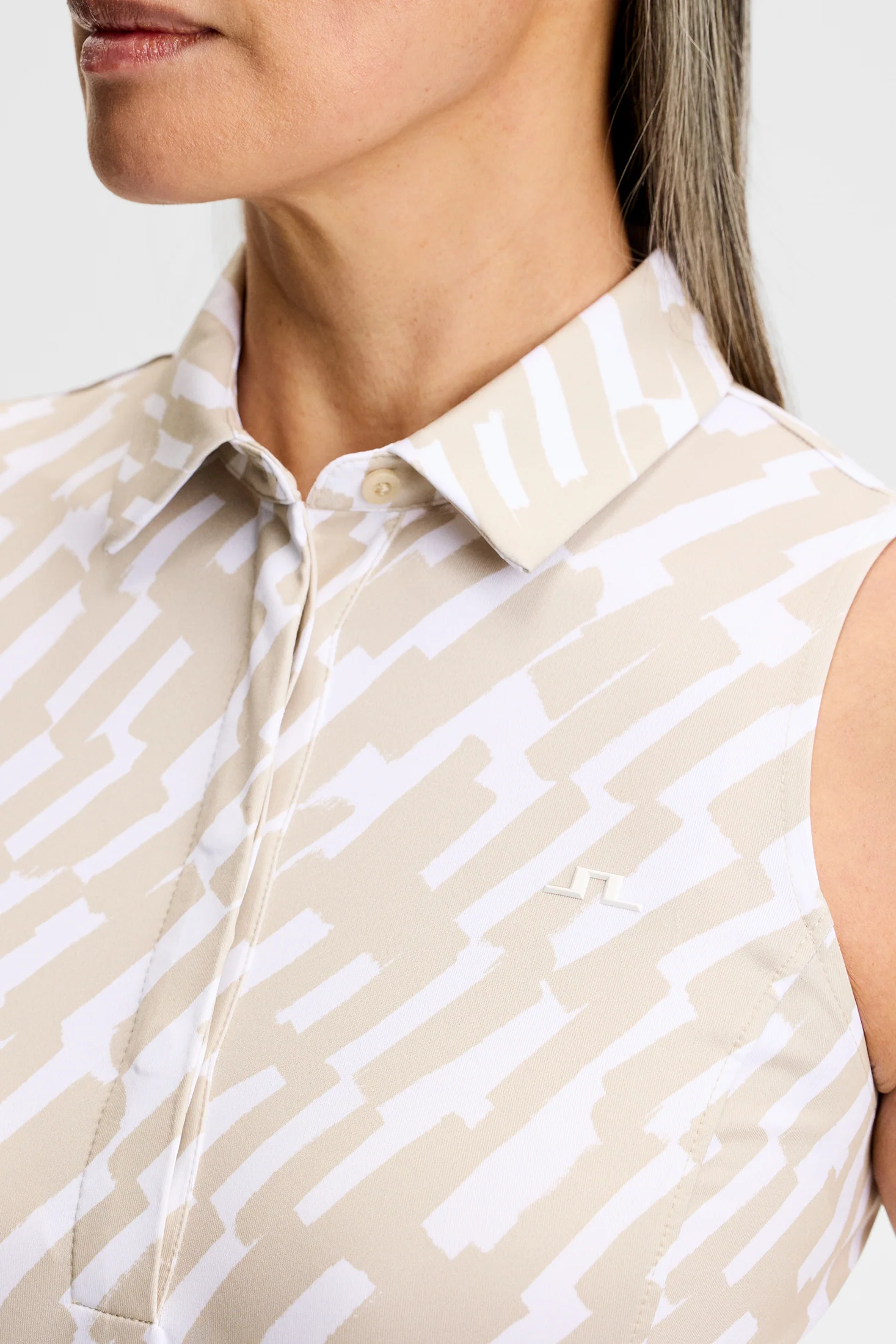 Dena Print Sleeveless Polo / Oak Island Fossil M - Image 5