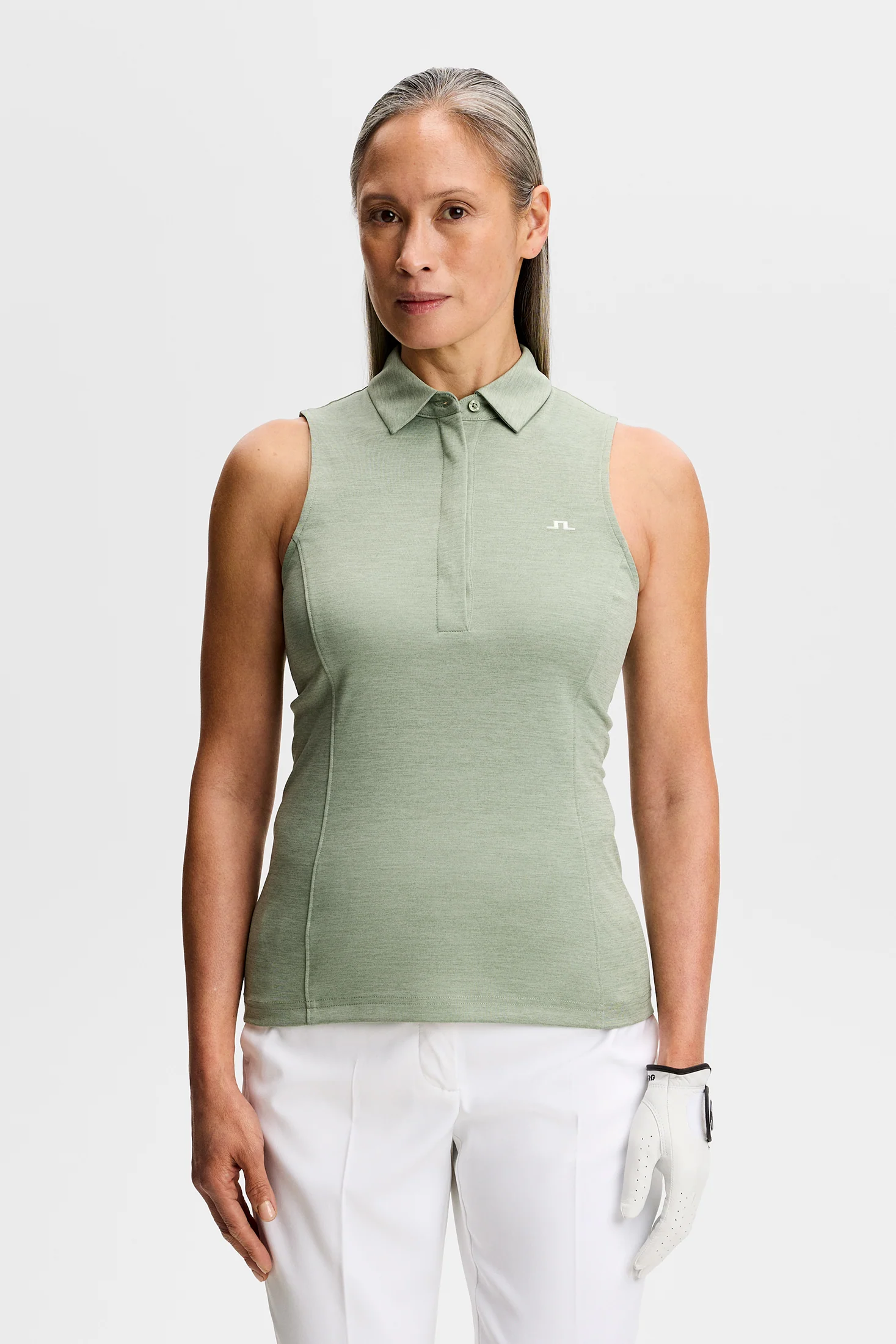 Dena Sleeveless Polo / Hedge Green Melange - Image 2