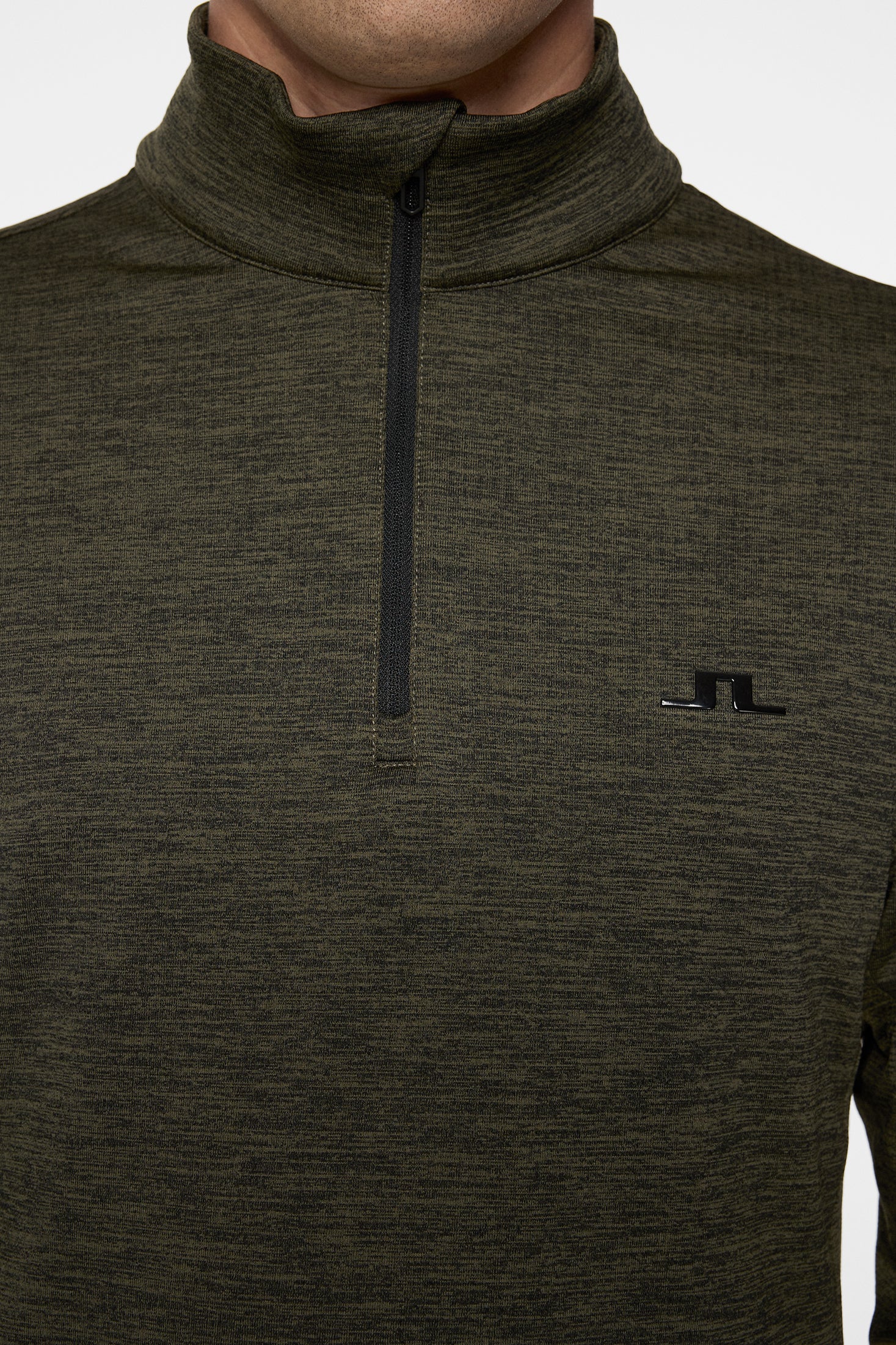 Destry Quarter Zip Mid Layer / Black and Forest Green Melange - Image 6