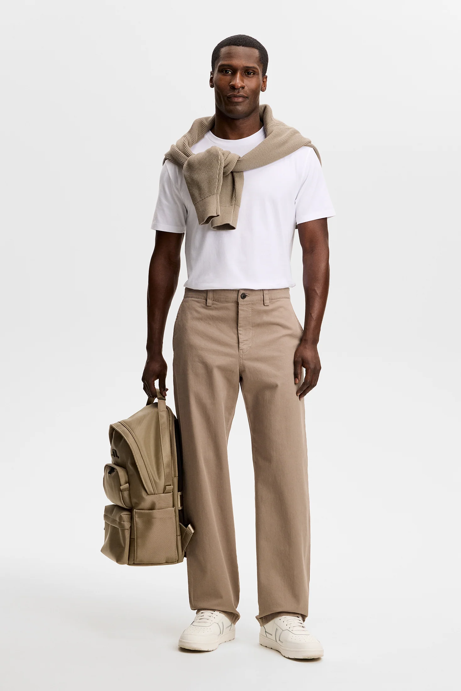 Devyn Straight Cotton Pants / Brindle - Image 5
