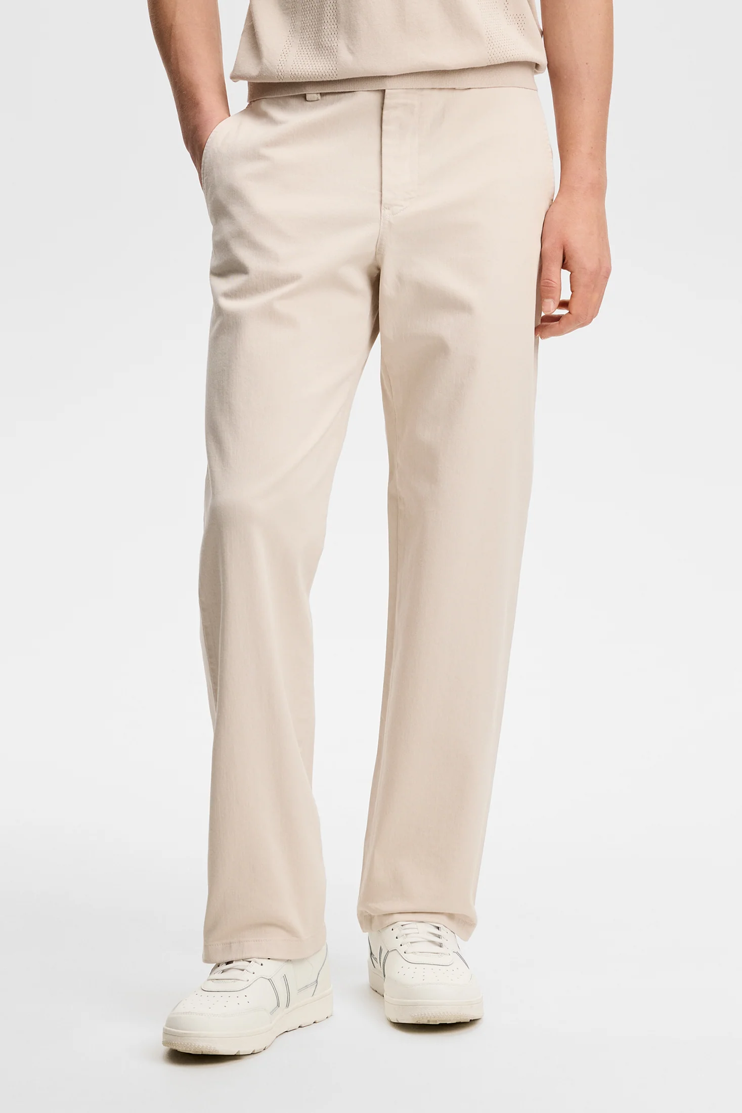Devyn Straight Cotton Pants / Moonbeam - Image 2
