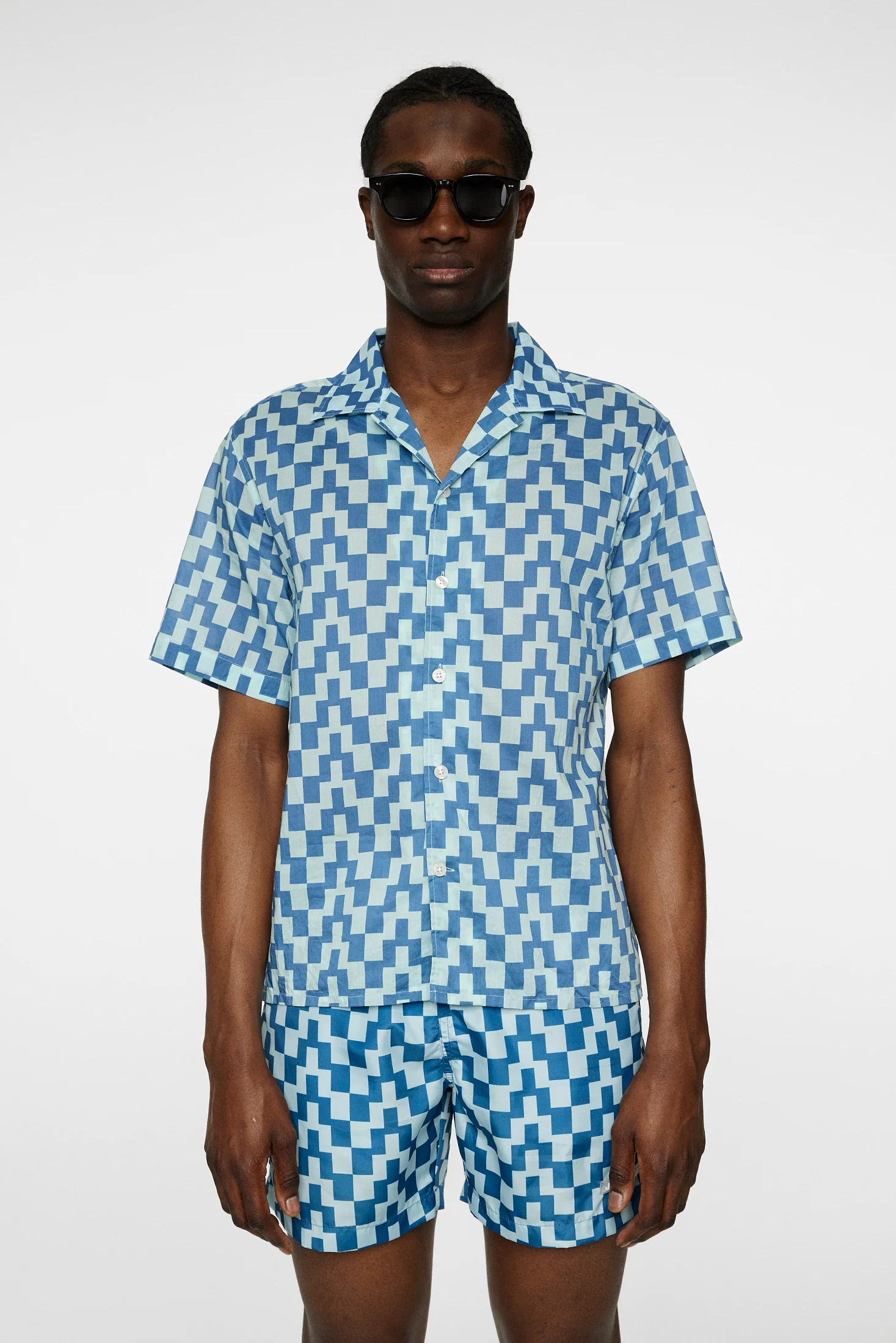 Donso Cotton Printed Shirt / Bridge Stack Blue M - Image 2