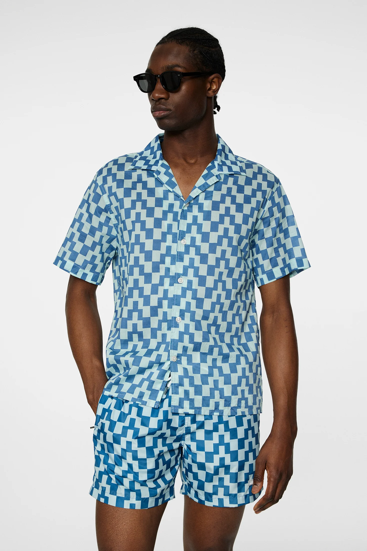 Donso Cotton Printed Shirt / Bridge Stack Blue M - Image 5
