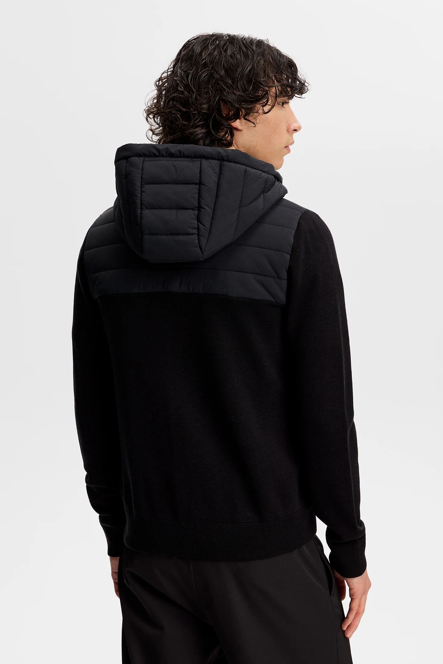 Ebbe Hybrid Knit Hoodie / Black - Image 3