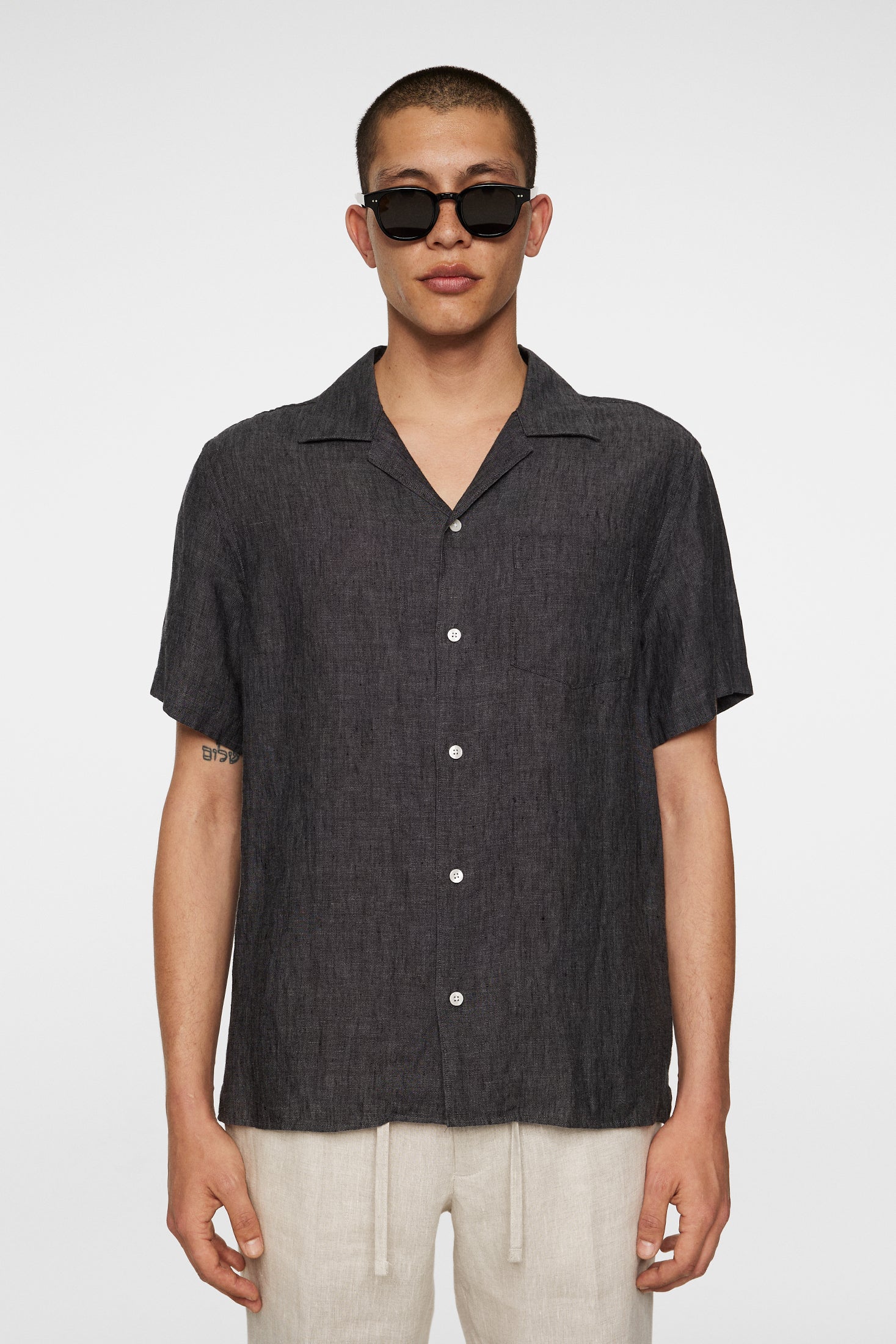 Elio Linen Melange Shirt / Black - Image 2