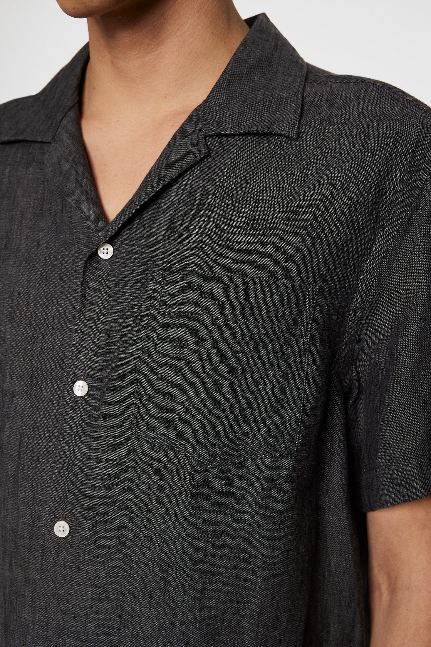 Elio Linen Melange Shirt / Black - Image 6