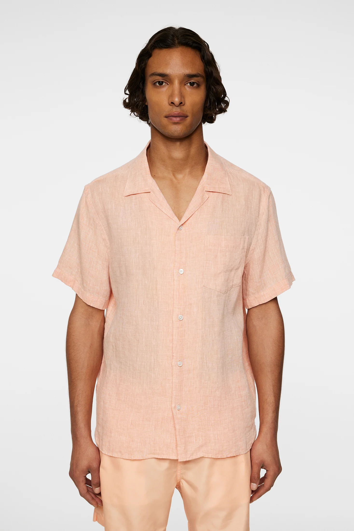 Elio Linen Melange Shirt / Mock Orange - Image 2