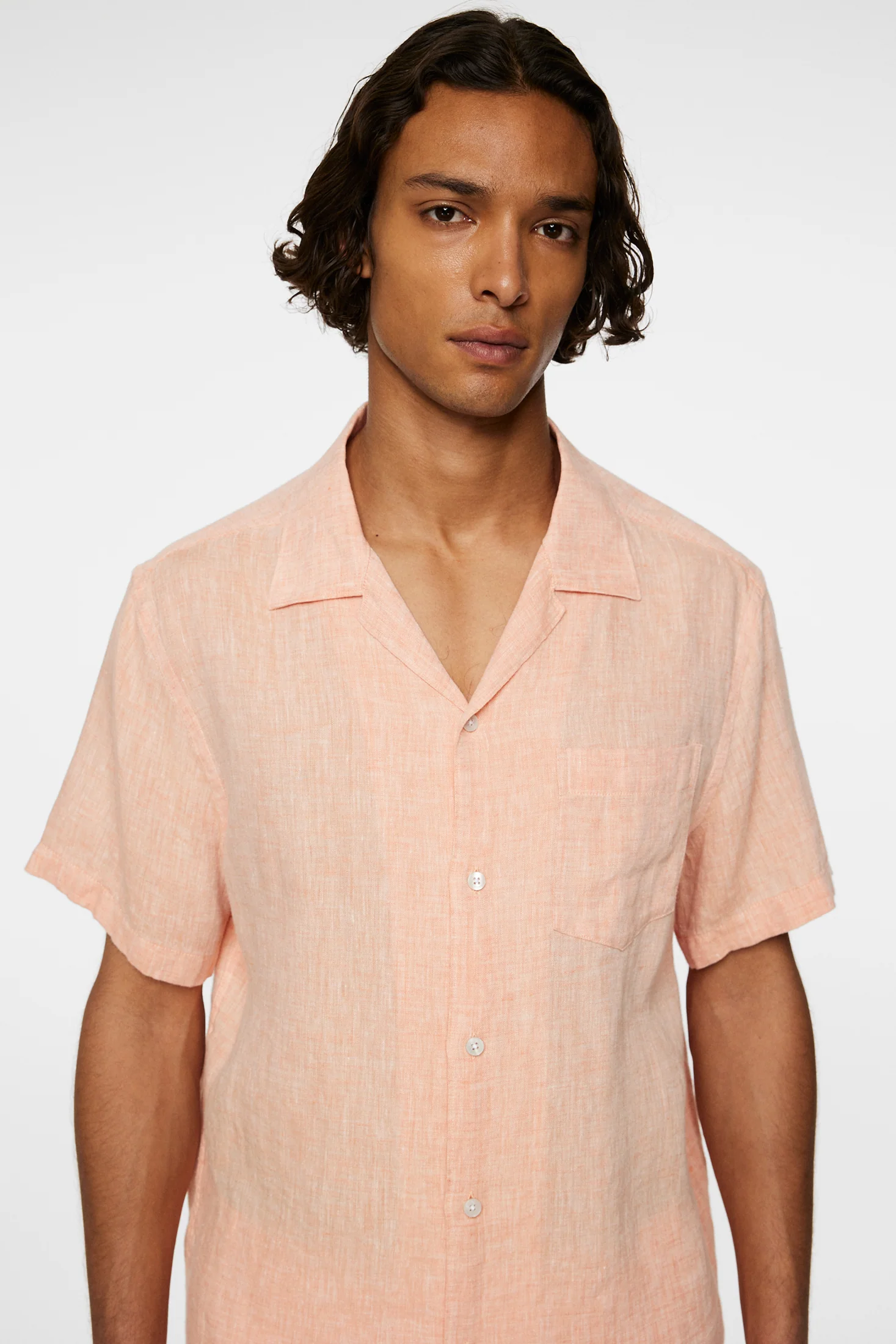 Elio Linen Melange Shirt / Mock Orange - Image 5