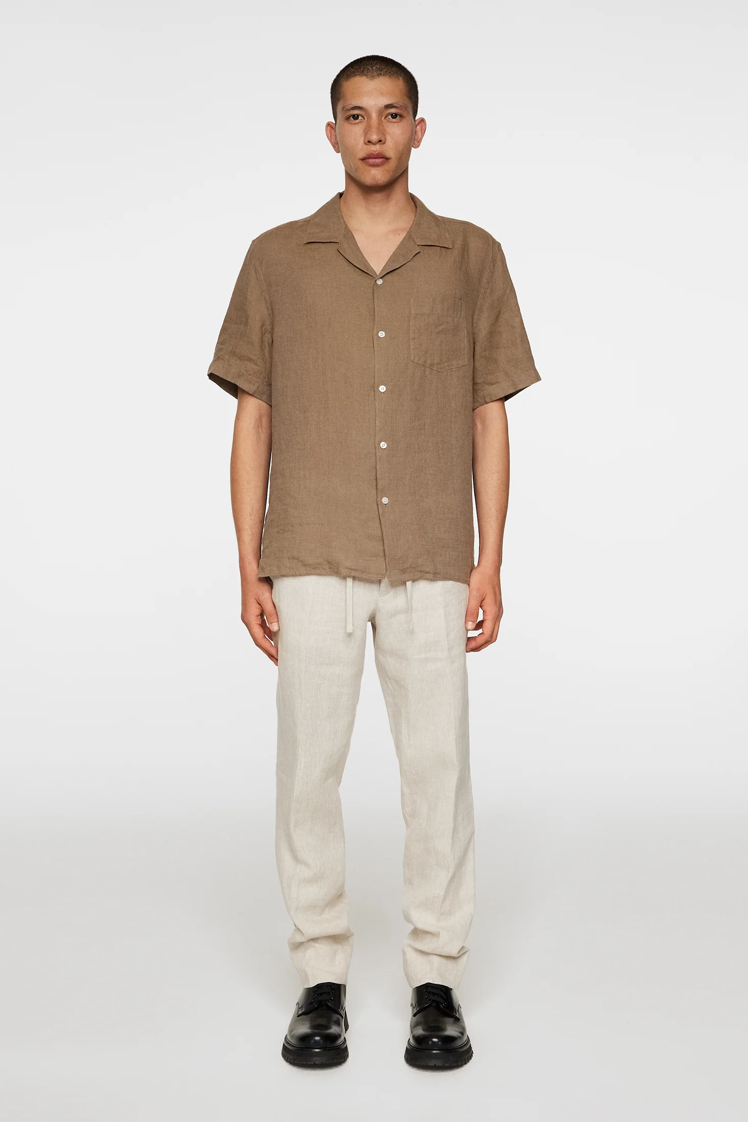 Elio Linen Melange Shirt / Sepia Tint - Image 4