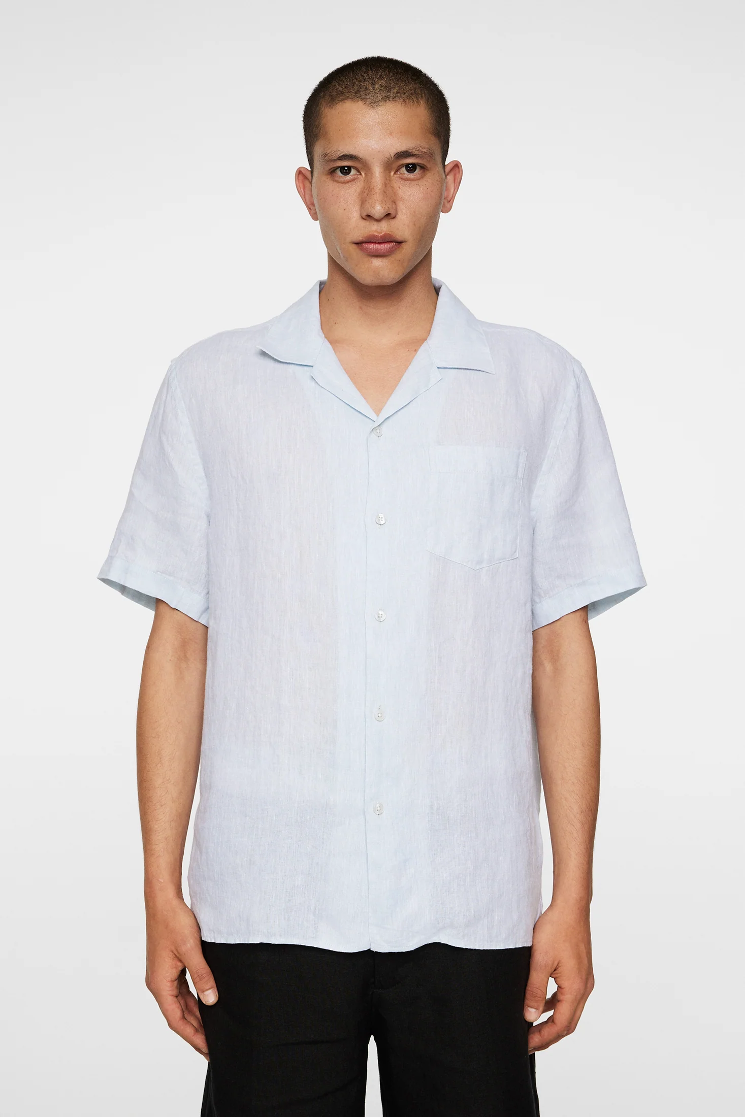 Elio Linen Melange Shirt / Winter Sky - Image 2