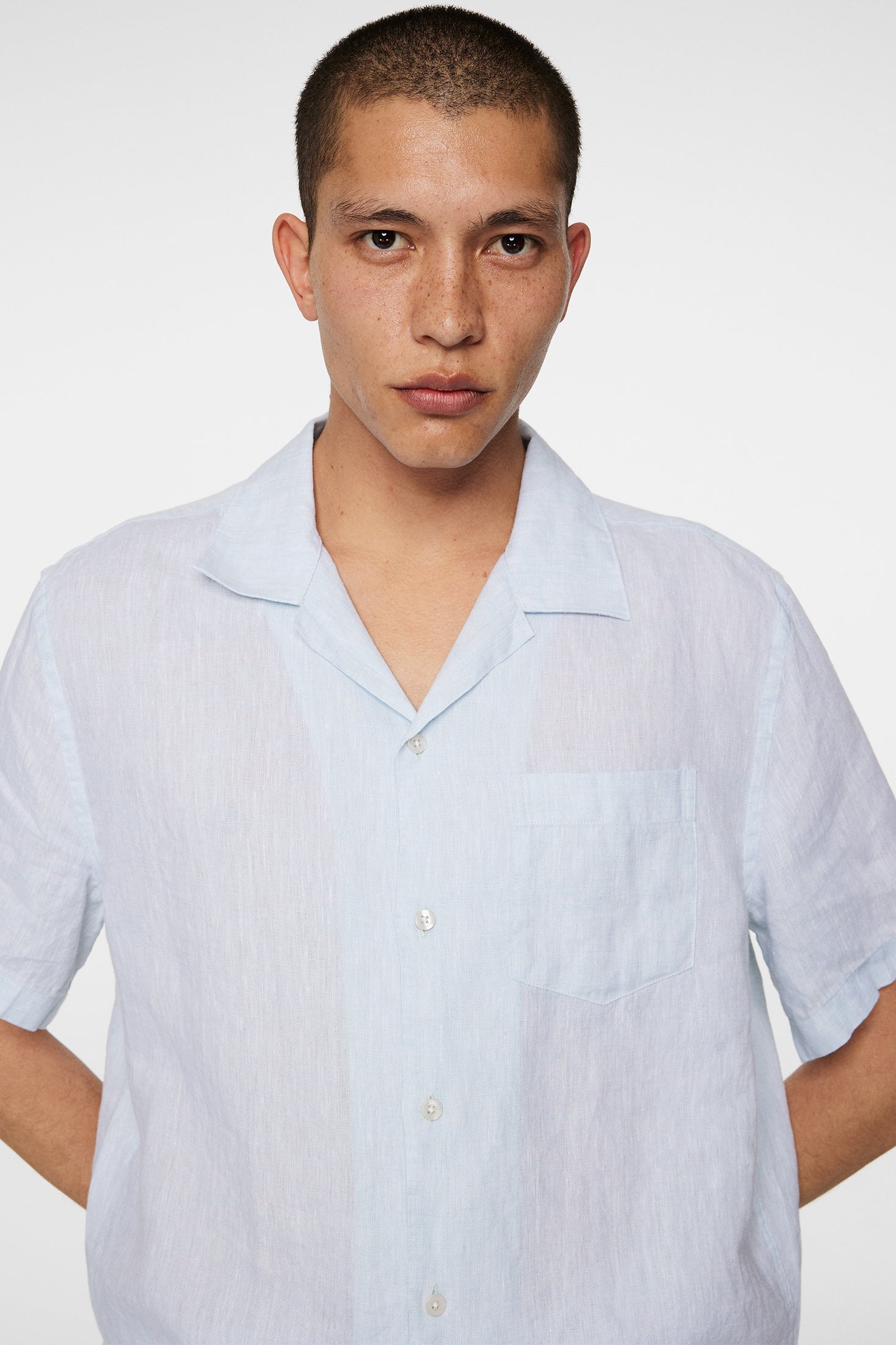 Elio Linen Melange Shirt / Winter Sky - Image 5