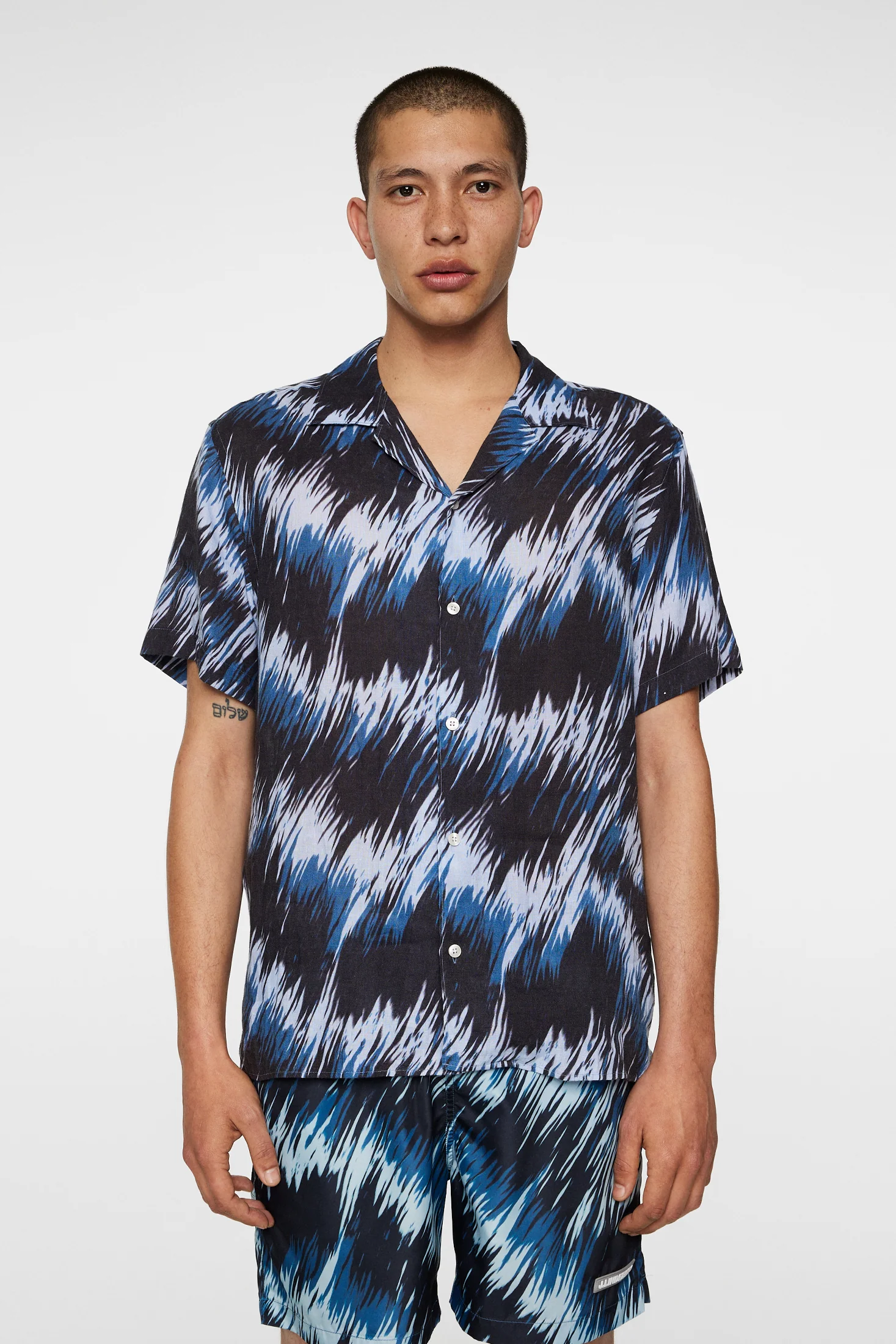 Elio Linen Printed Shirt / Thunderstorm Navy M - Image 2