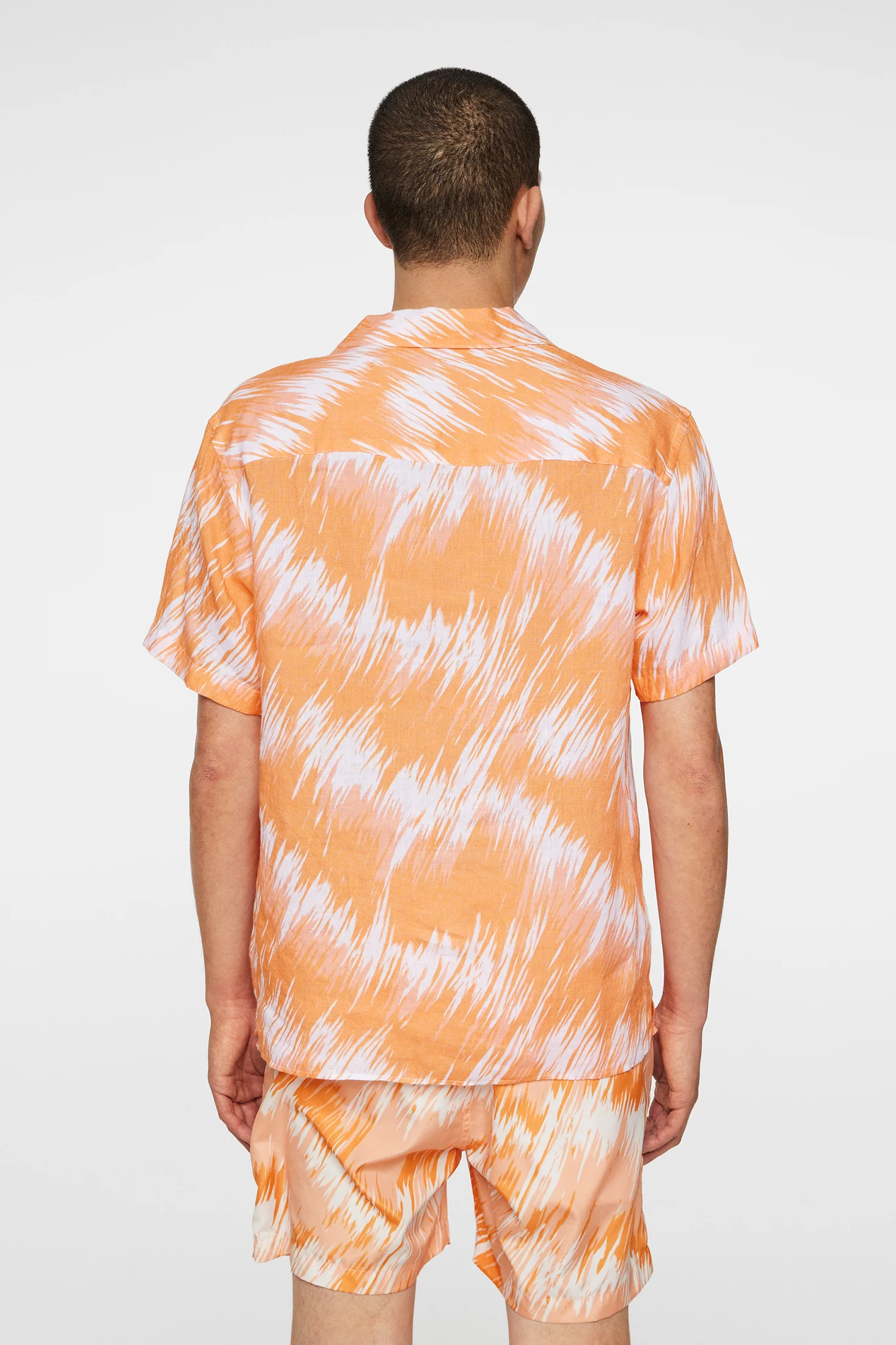 Elio Linen Printed Shirt / Thunderstorm Orange M - Image 3