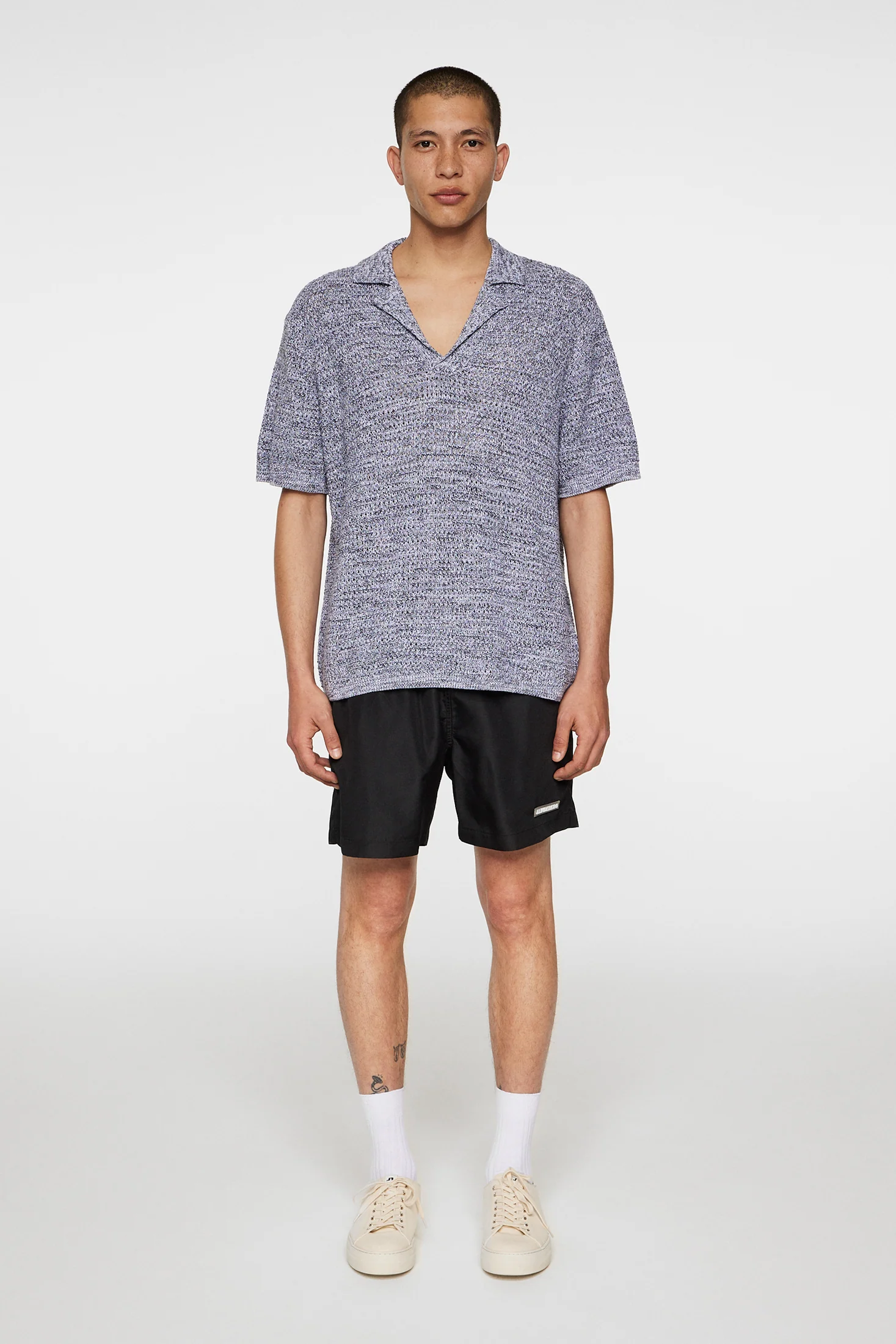 Ethan Open Collar Knit Polo / Ombre Blue - Image 4