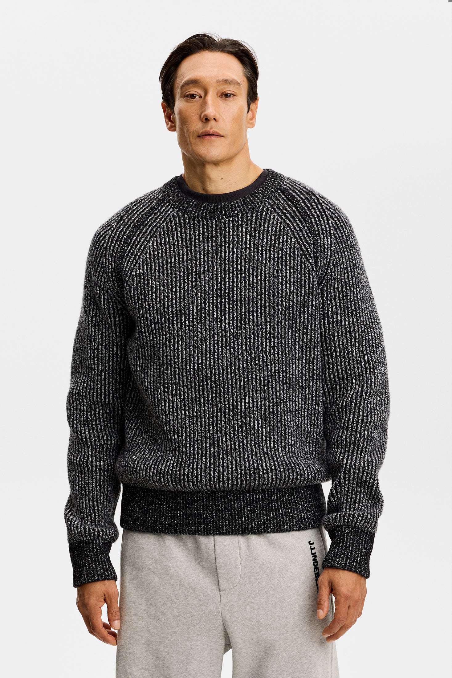 Fred Knitted Crew Neck / Dark Grey Melange - Image 2