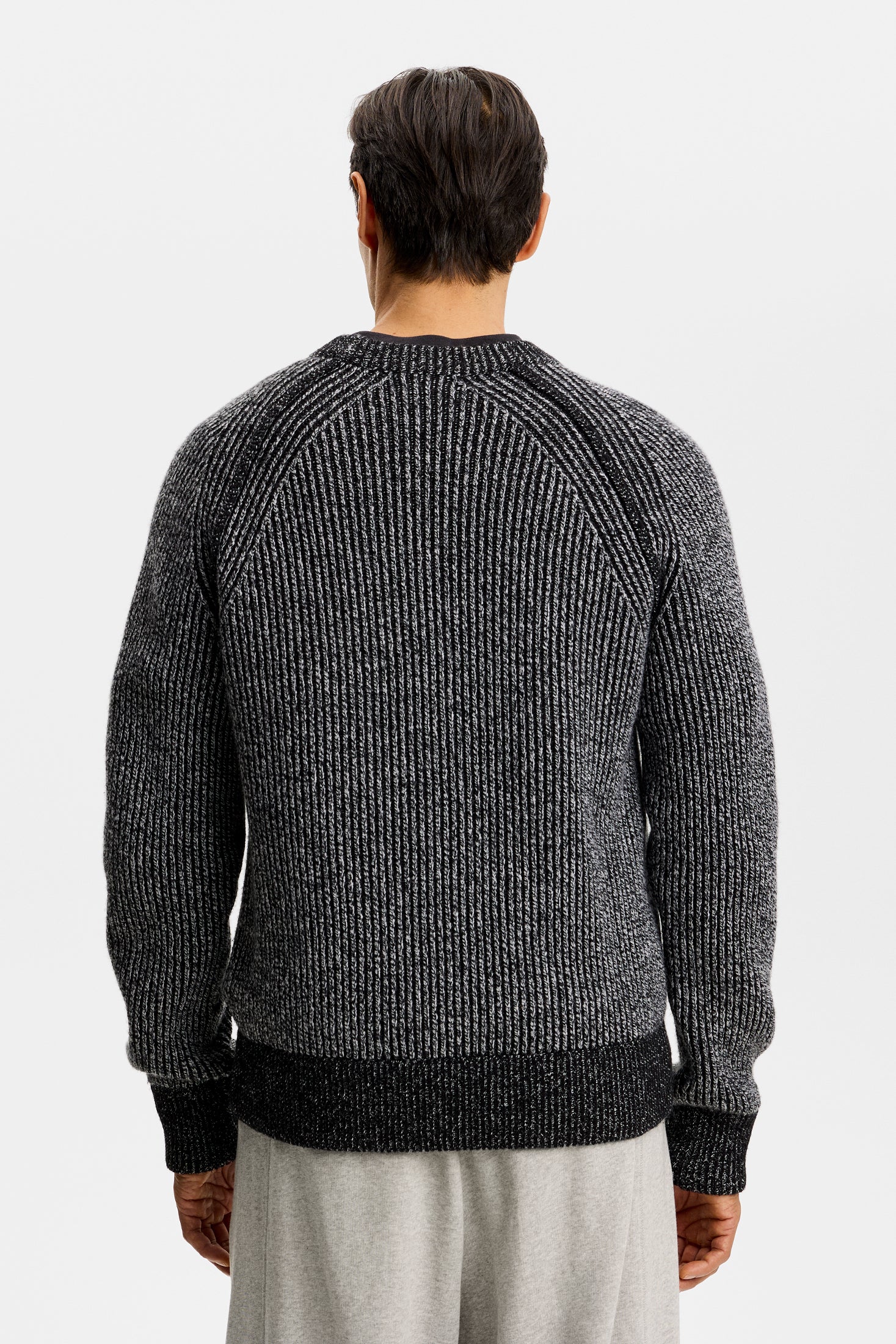 Fred Knitted Crew Neck / Dark Grey Melange - Image 3