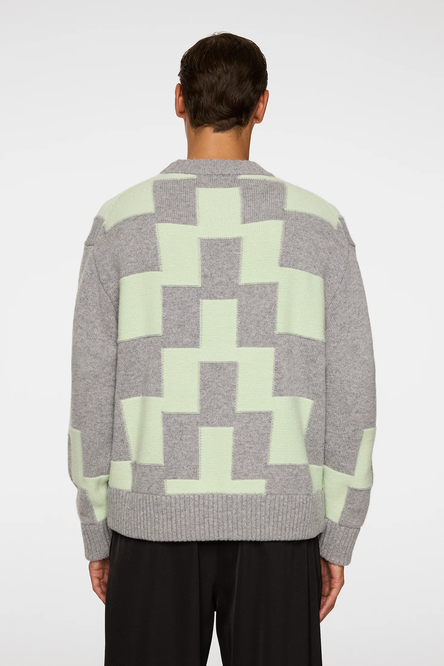 Gavin Stacked Bridge Knit / Light Grey Melange - Image 3