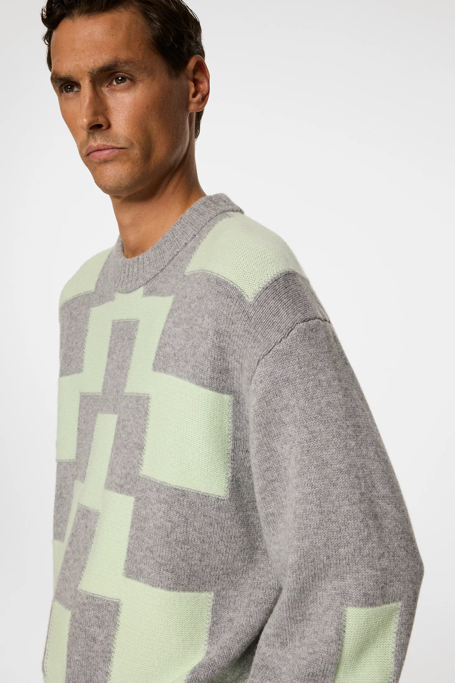Gavin Stacked Bridge Knit / Light Grey Melange - Image 5