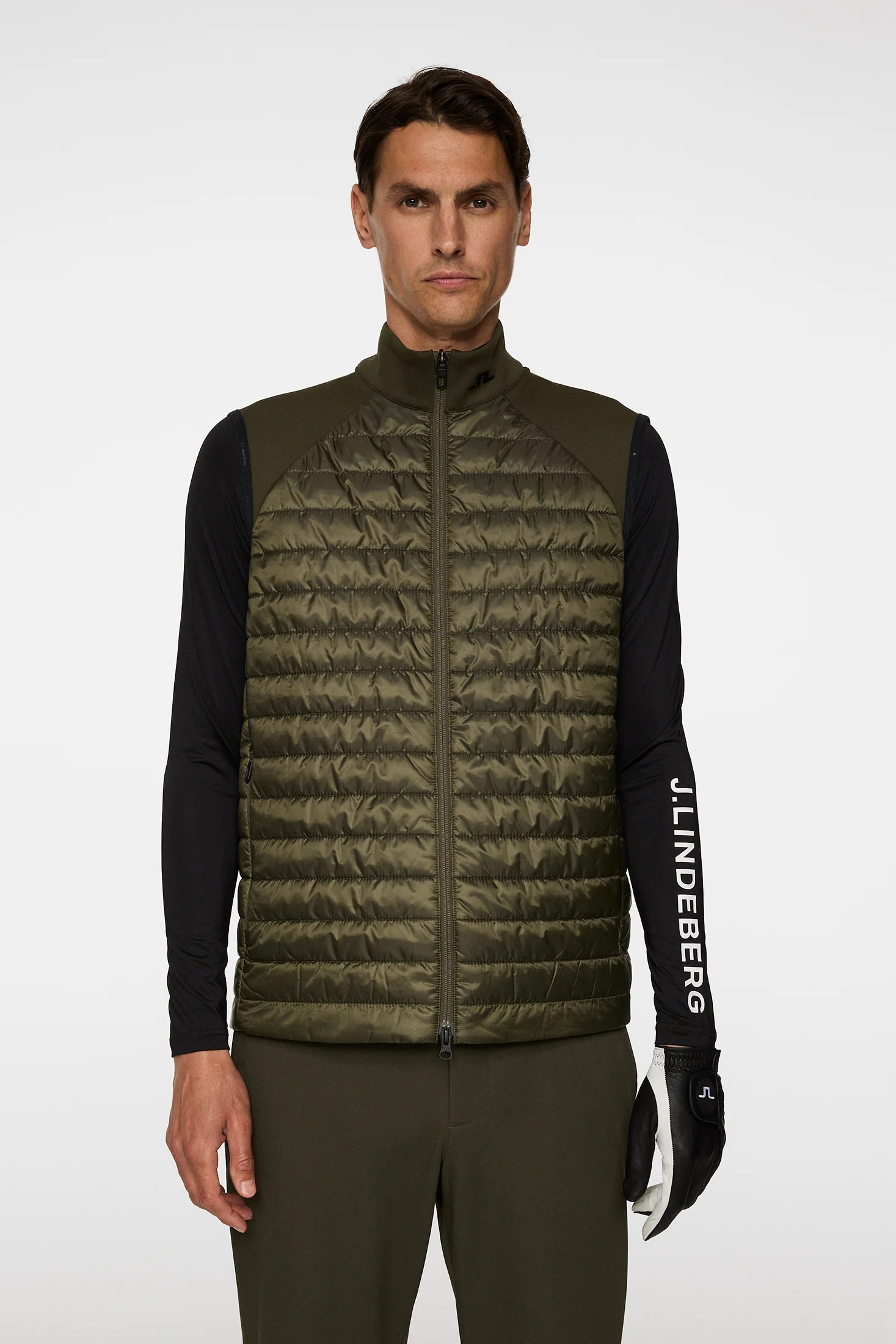 Hayden Quilt Hybrid Vest / Forest Green - Image 2