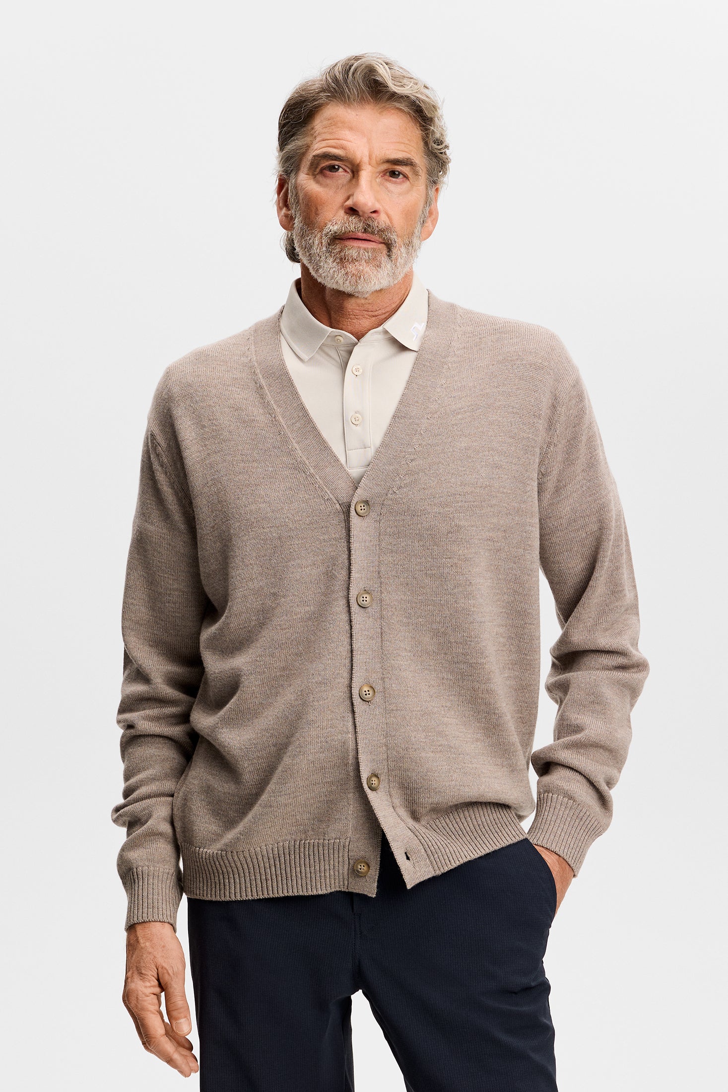 Jared Merino Cardigan / Brindle Melange - Image 3