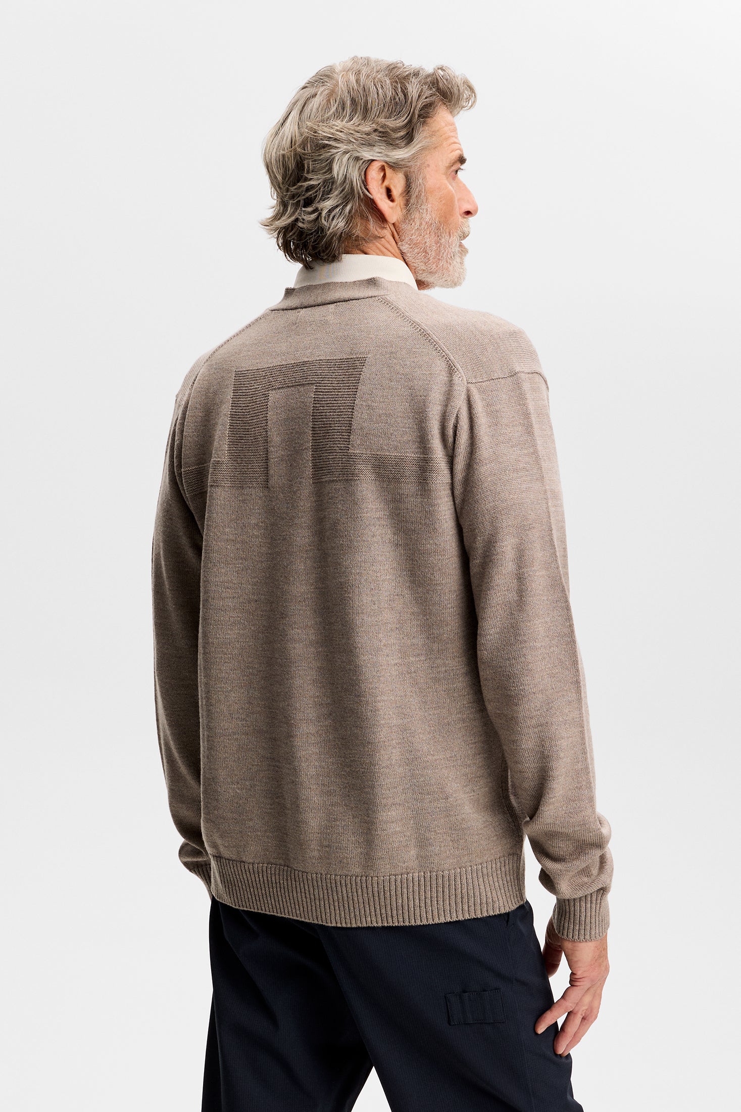 Jared Merino Cardigan / Brindle Melange - Image 4