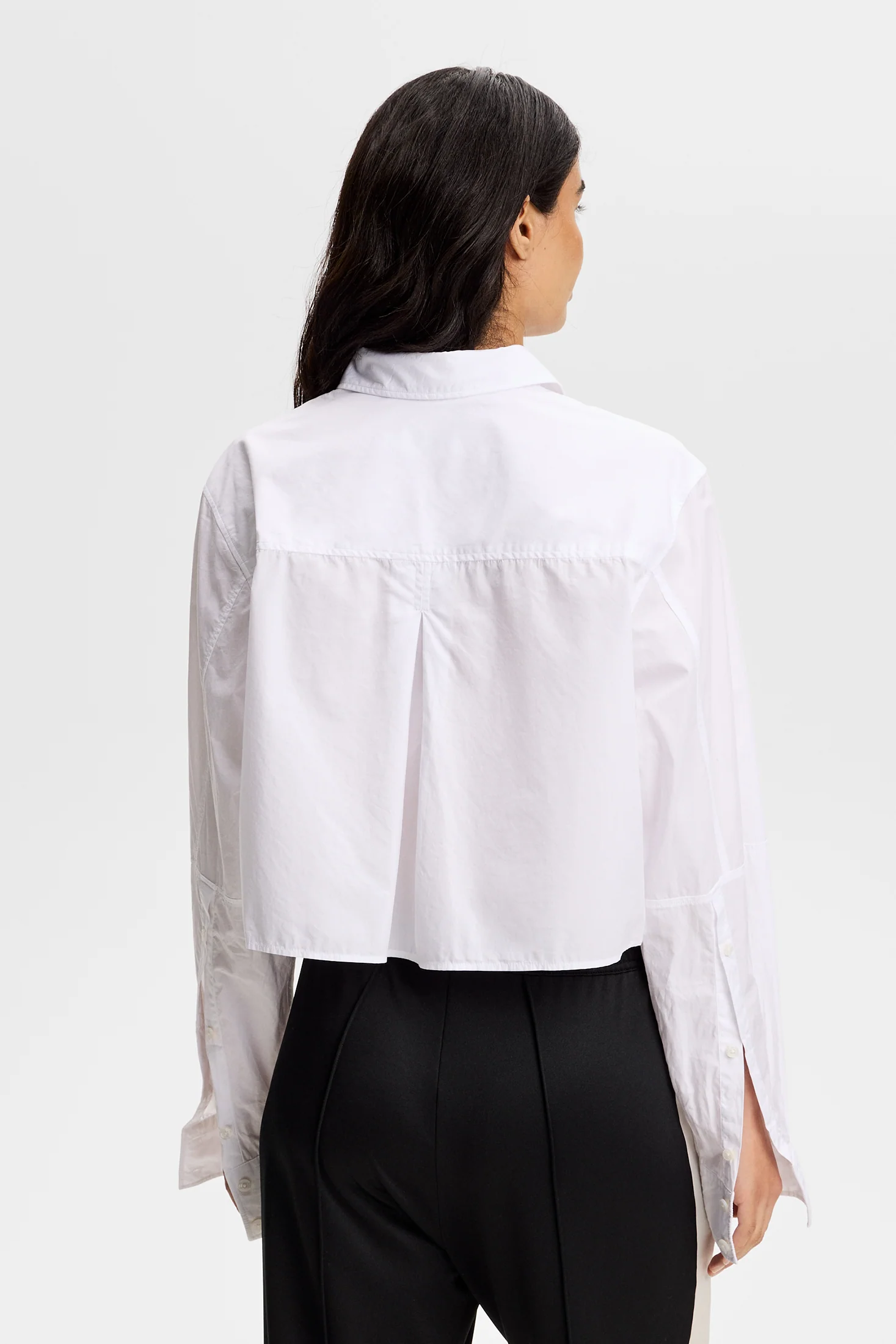 Jelina Cotton Solid Shirt / White - Image 4