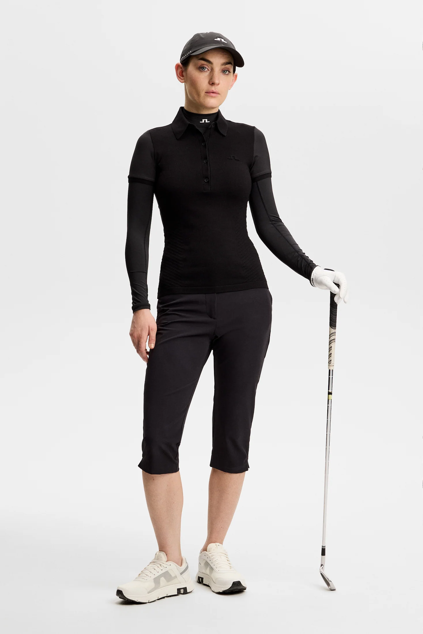 Kailey Hybrid Knit Polo Shirt / Black - Image 4