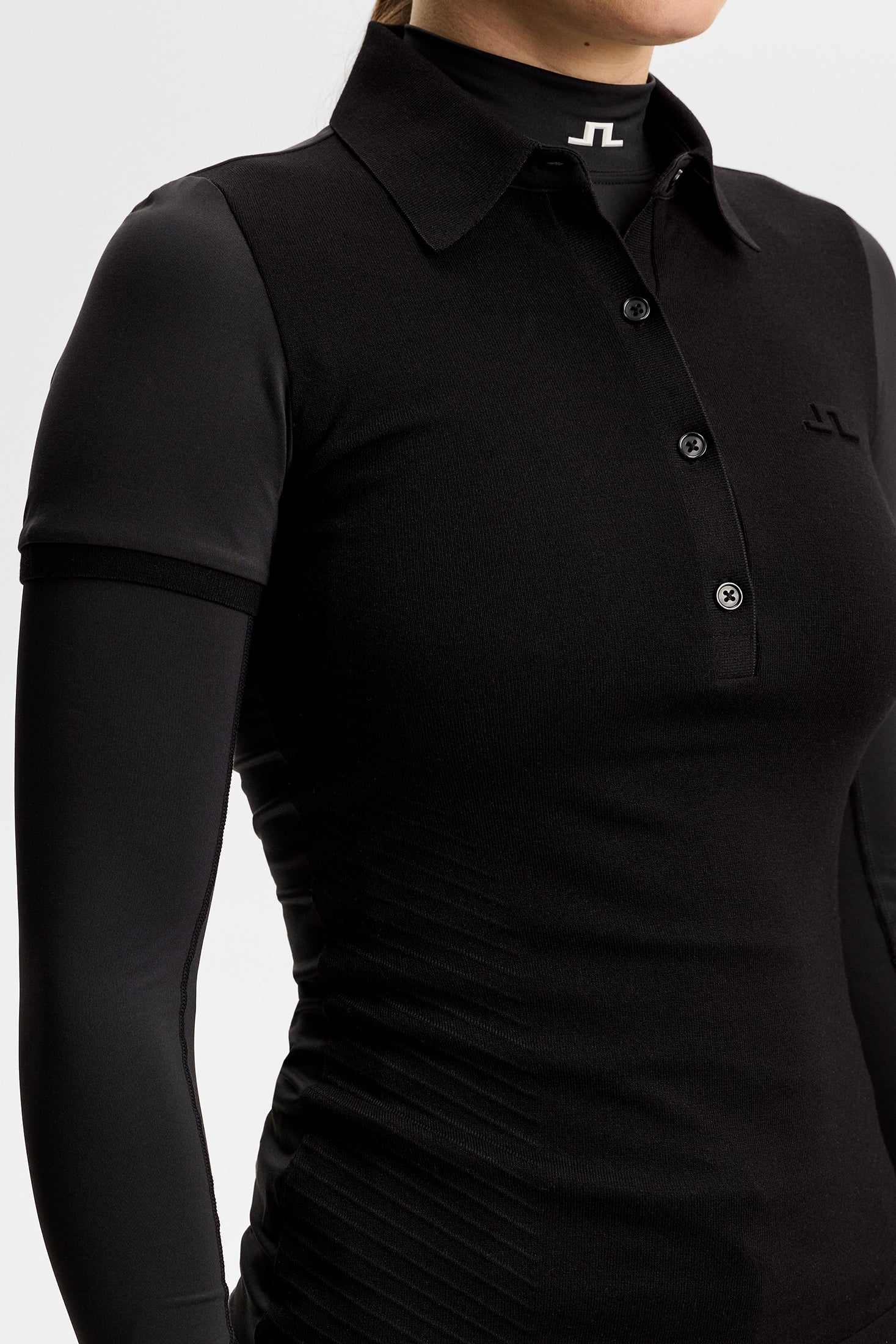 Kailey Hybrid Knit Polo Shirt / Black - Image 5