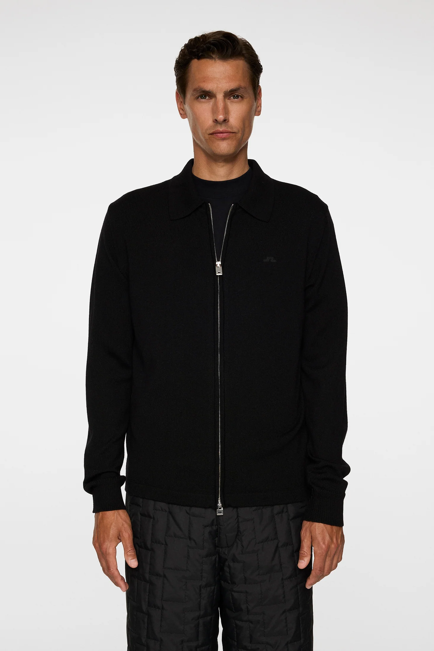 Kaleb Merino Zip Cardigan / Black - Image 2