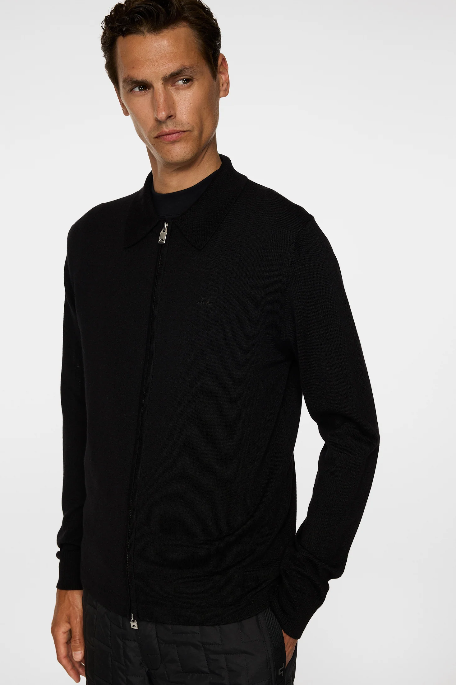 Kaleb Merino Zip Cardigan / Black - Image 5
