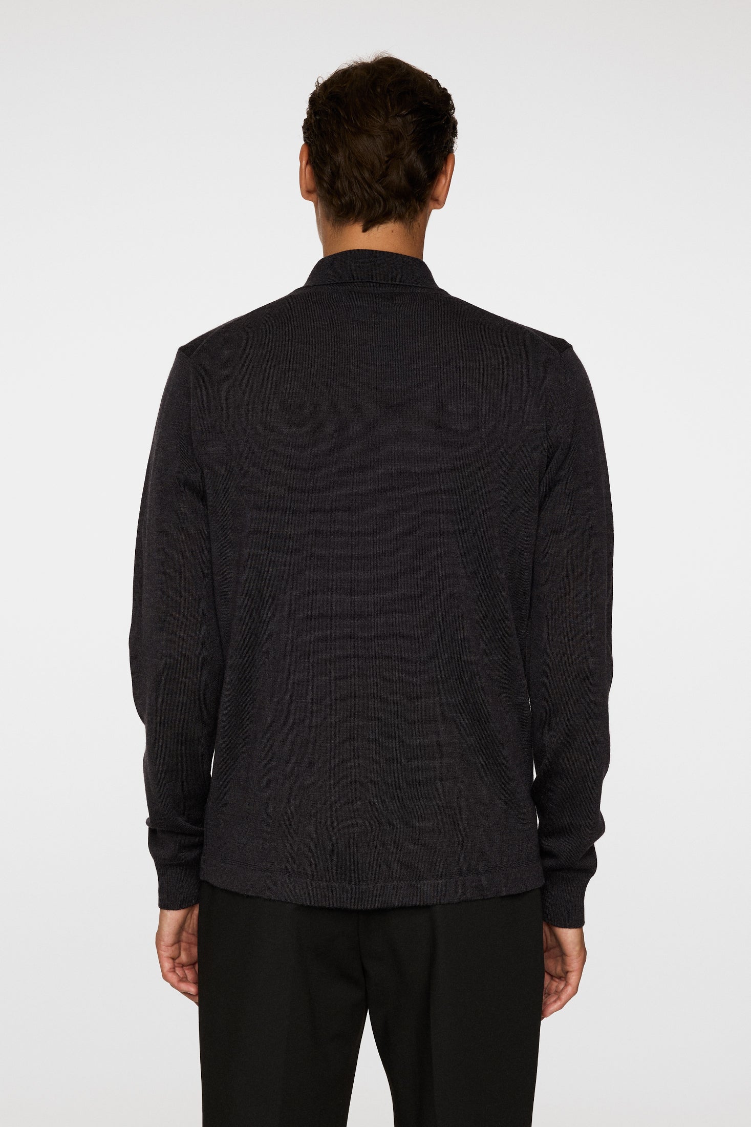 Kaleb Merino Zip Cardigan / Dark Grey Melange - Image 3