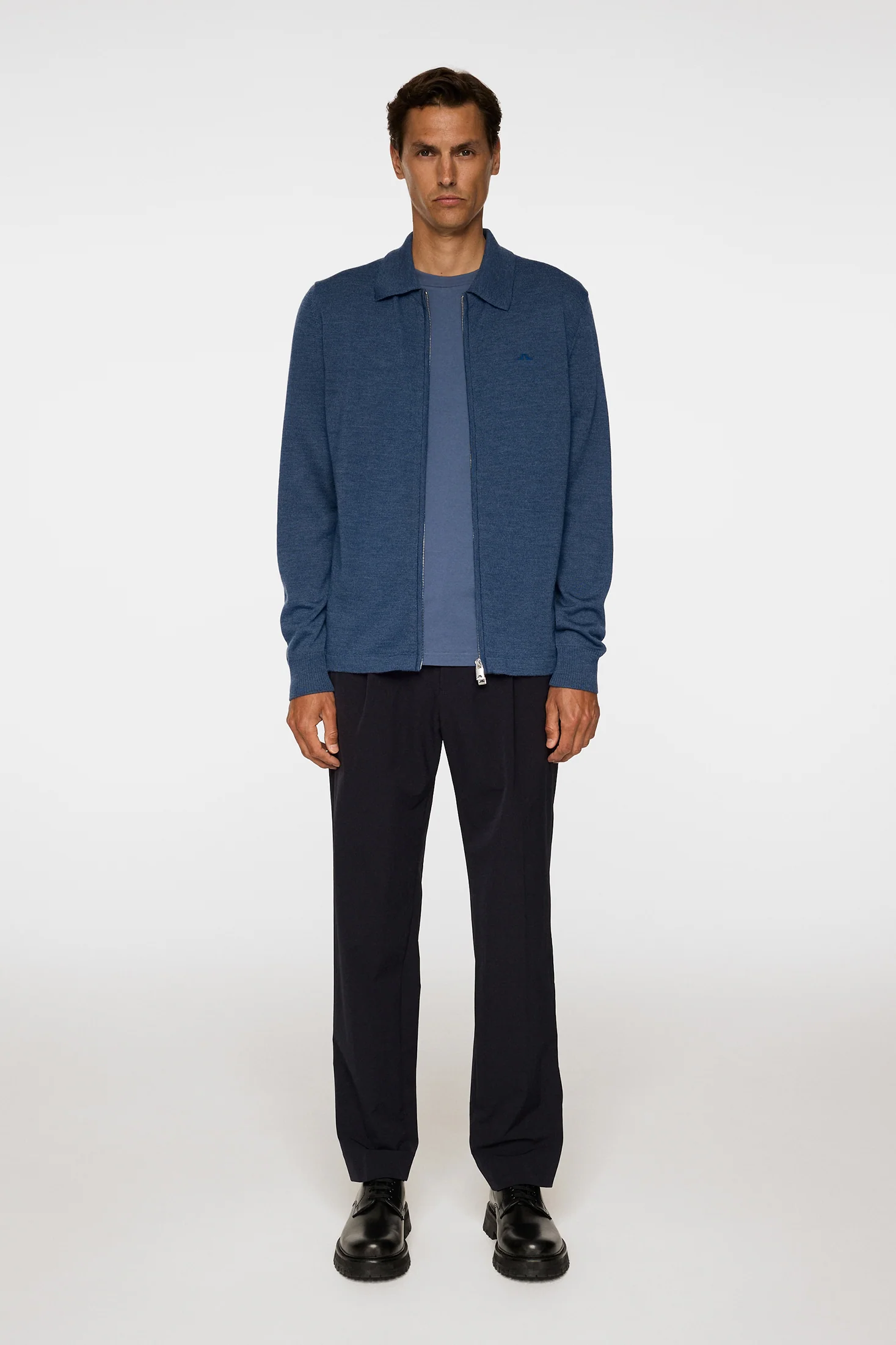 Kaleb Merino Zip Cardigan / Vintage Indigo Melange - Image 4
