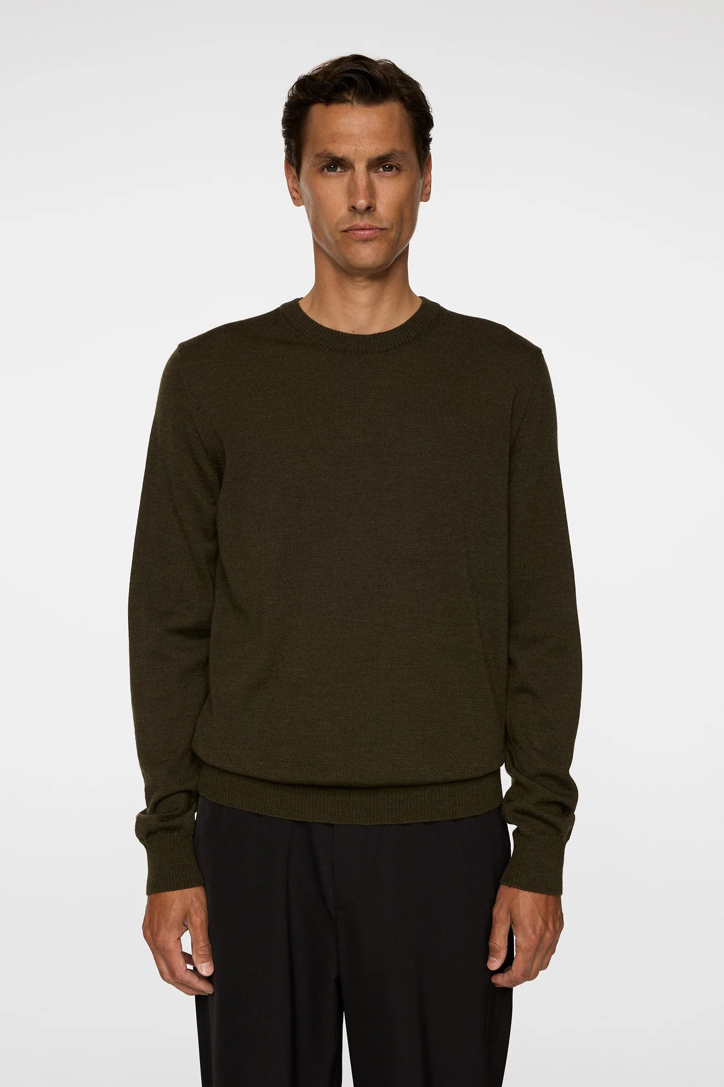 Keane Merino Crew Neck / Forest Green Melange - Image 2